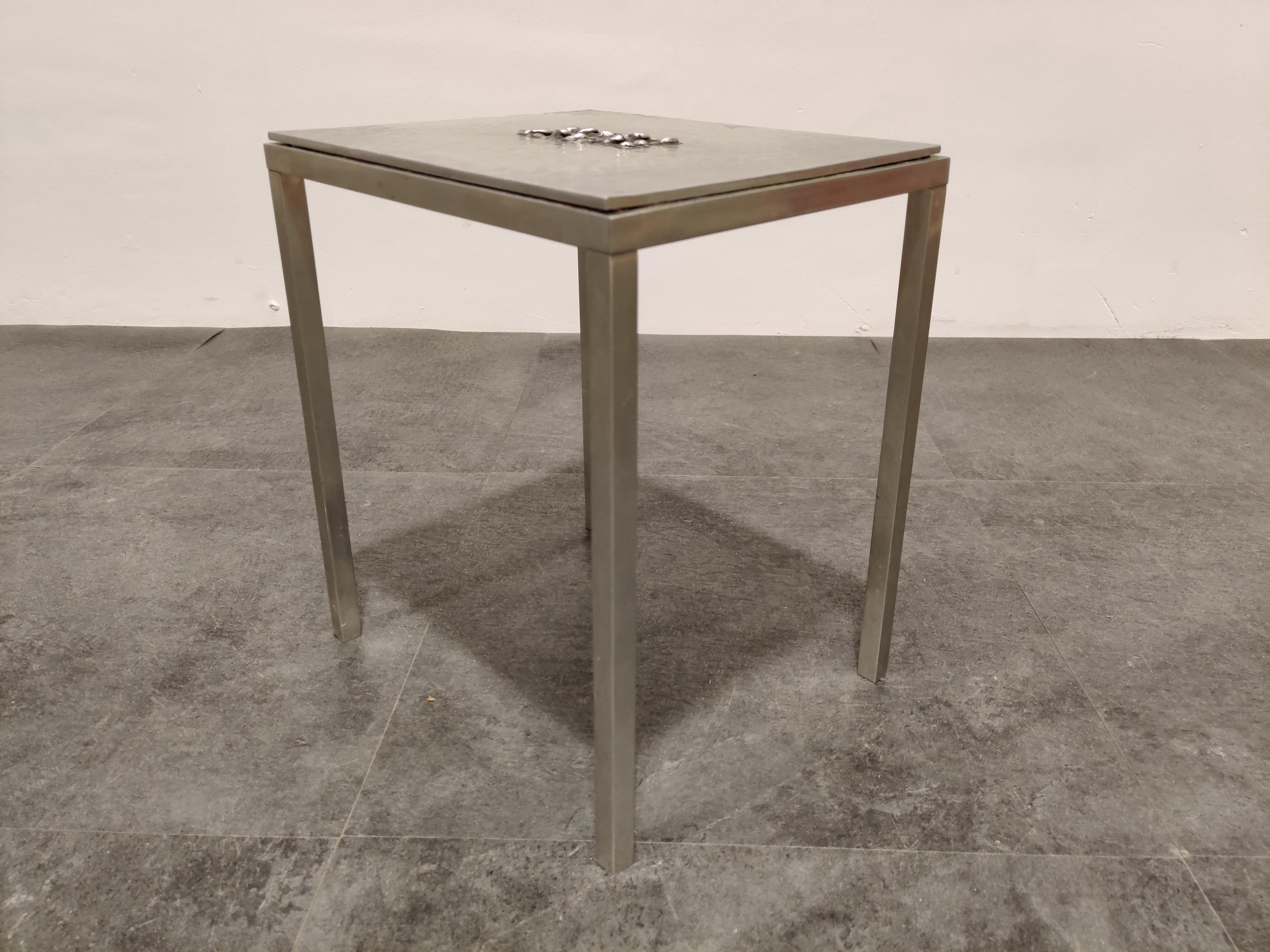 Brutalist Vintage Side Table by Willy Luyckx for Aluclair, 1970s For Sale