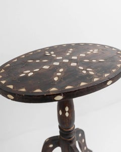 Vintage Side Table in Dark Wood with Mother of Pearl Inlay, Early 19th Century