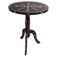 Vintage Side Table in Dark Wood with Mother of Pearl Inlay, Early 19th Century
