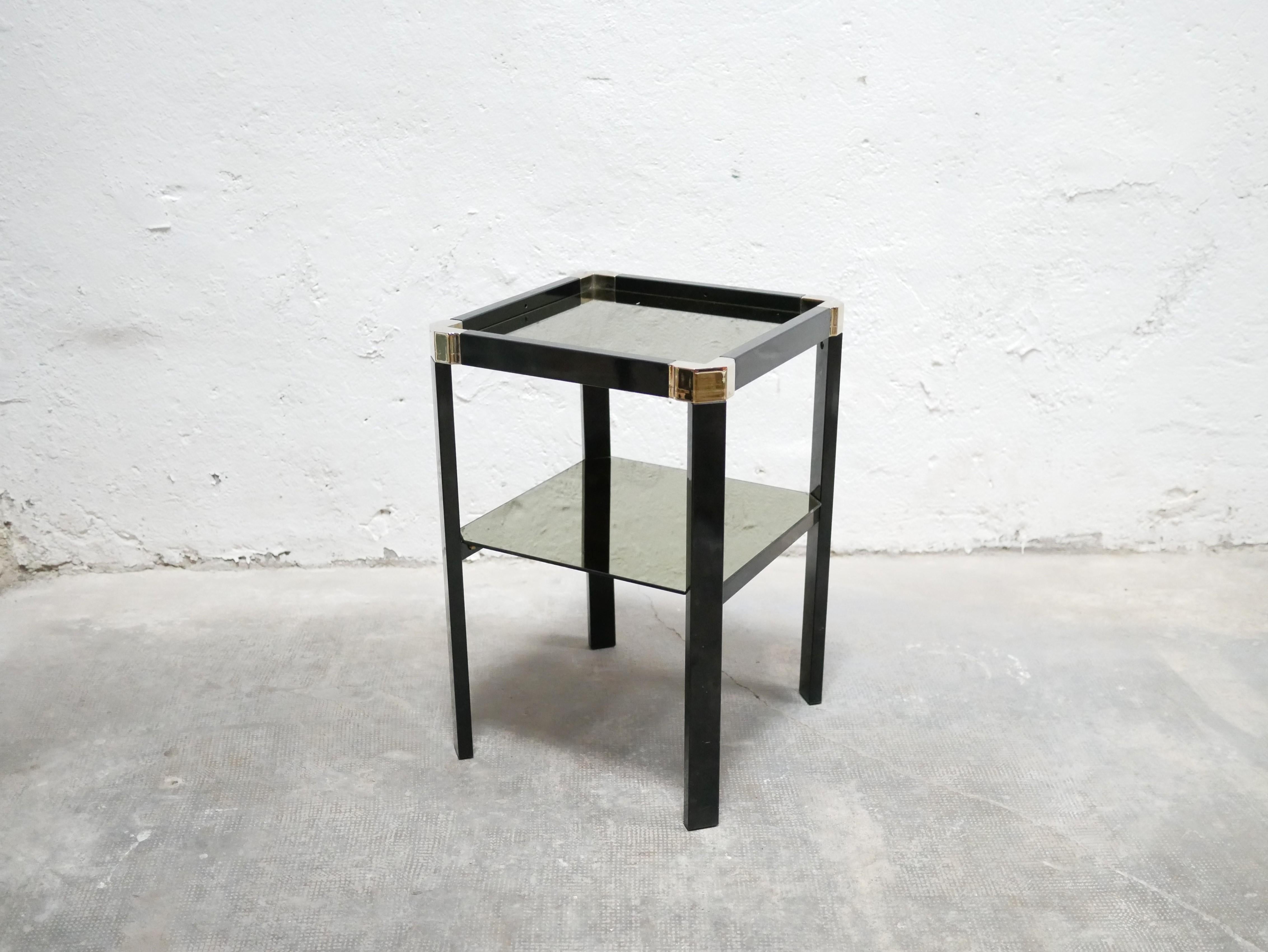 Vintage Side Table in Metal, Brass and Glass by Romeo Rega For Sale 6