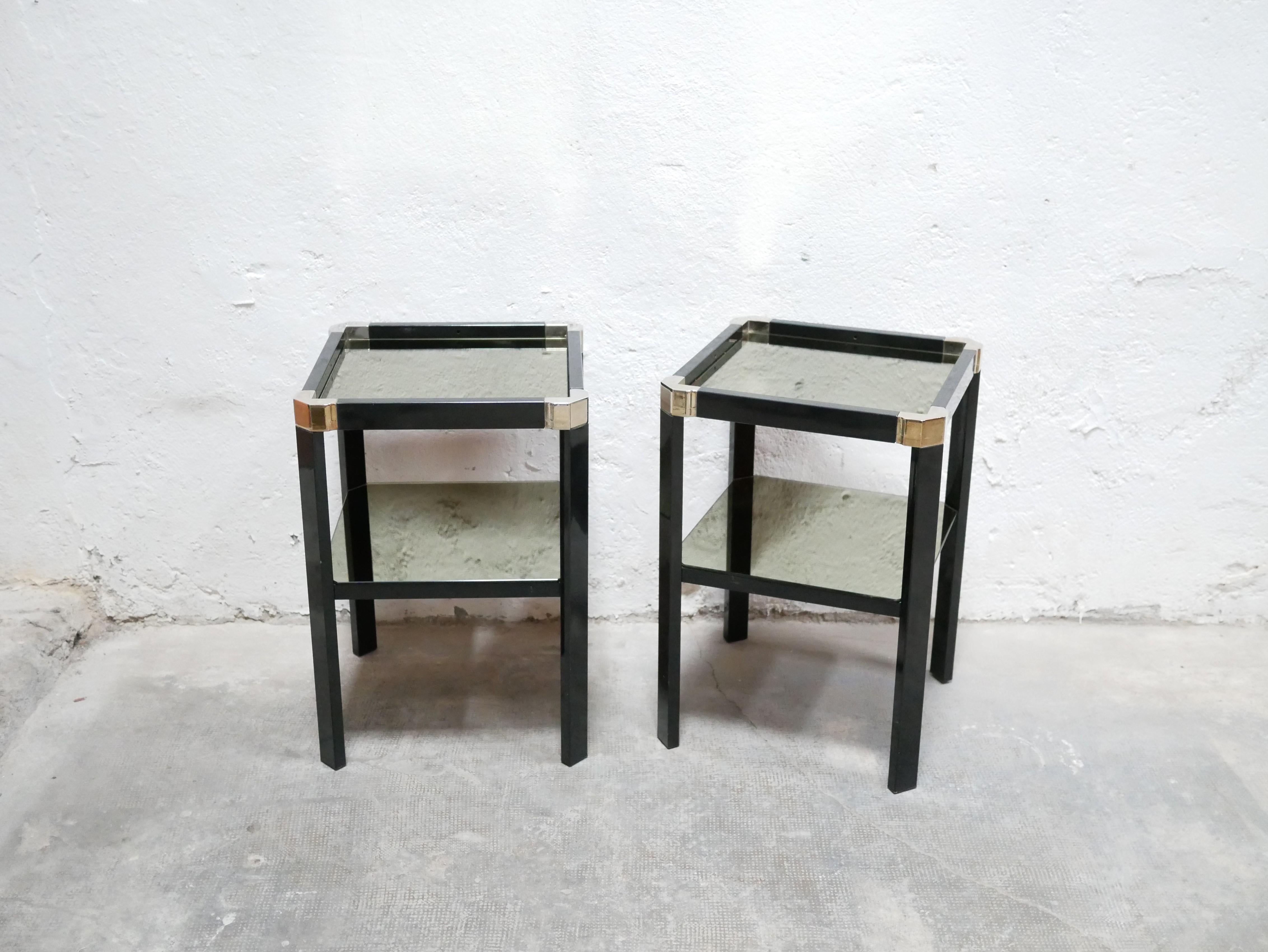 Vintage Side Table in Metal, Brass and Glass by Romeo Rega For Sale 10