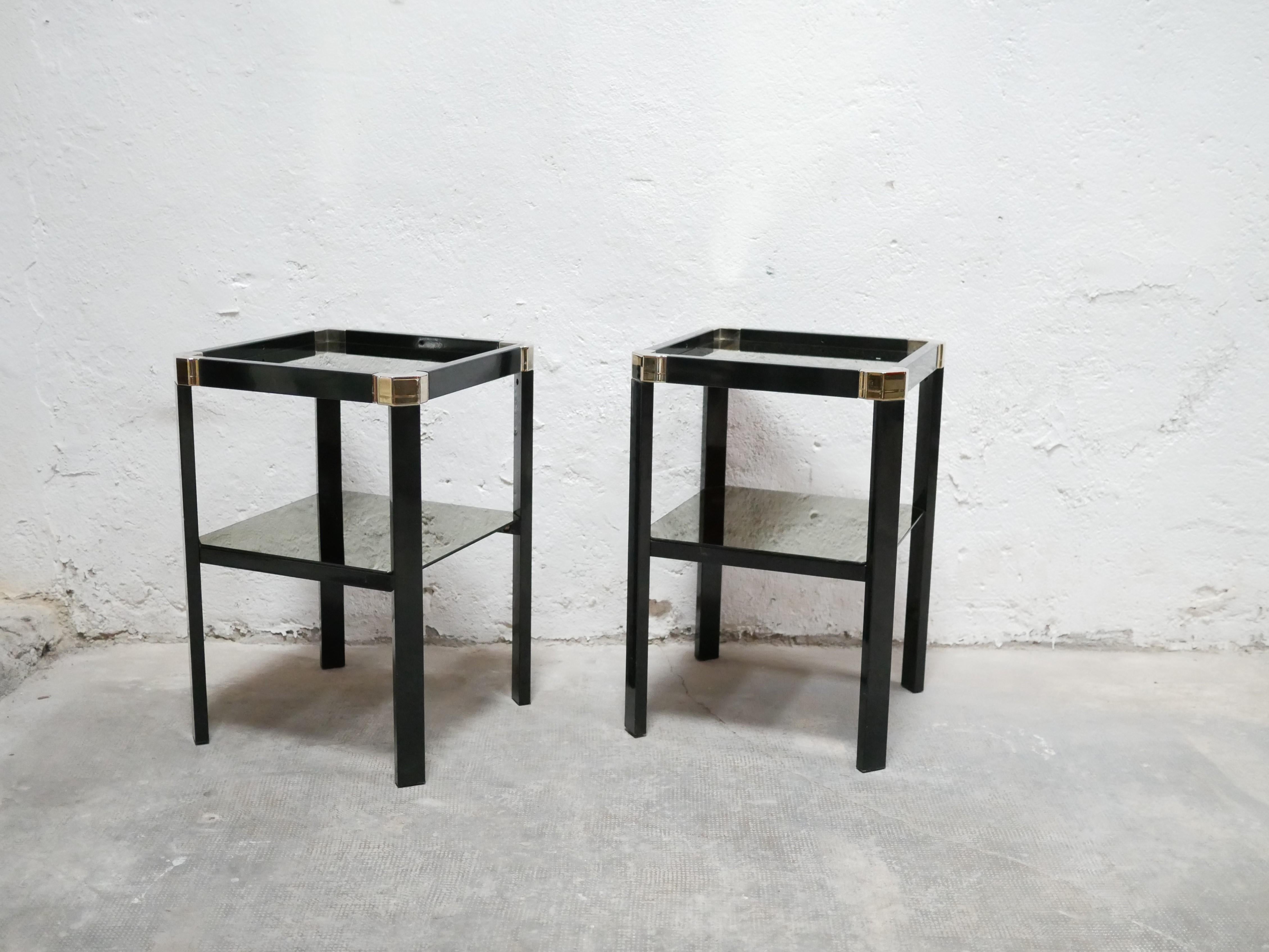 Vintage Side Table in Metal, Brass and Glass by Romeo Rega For Sale 14