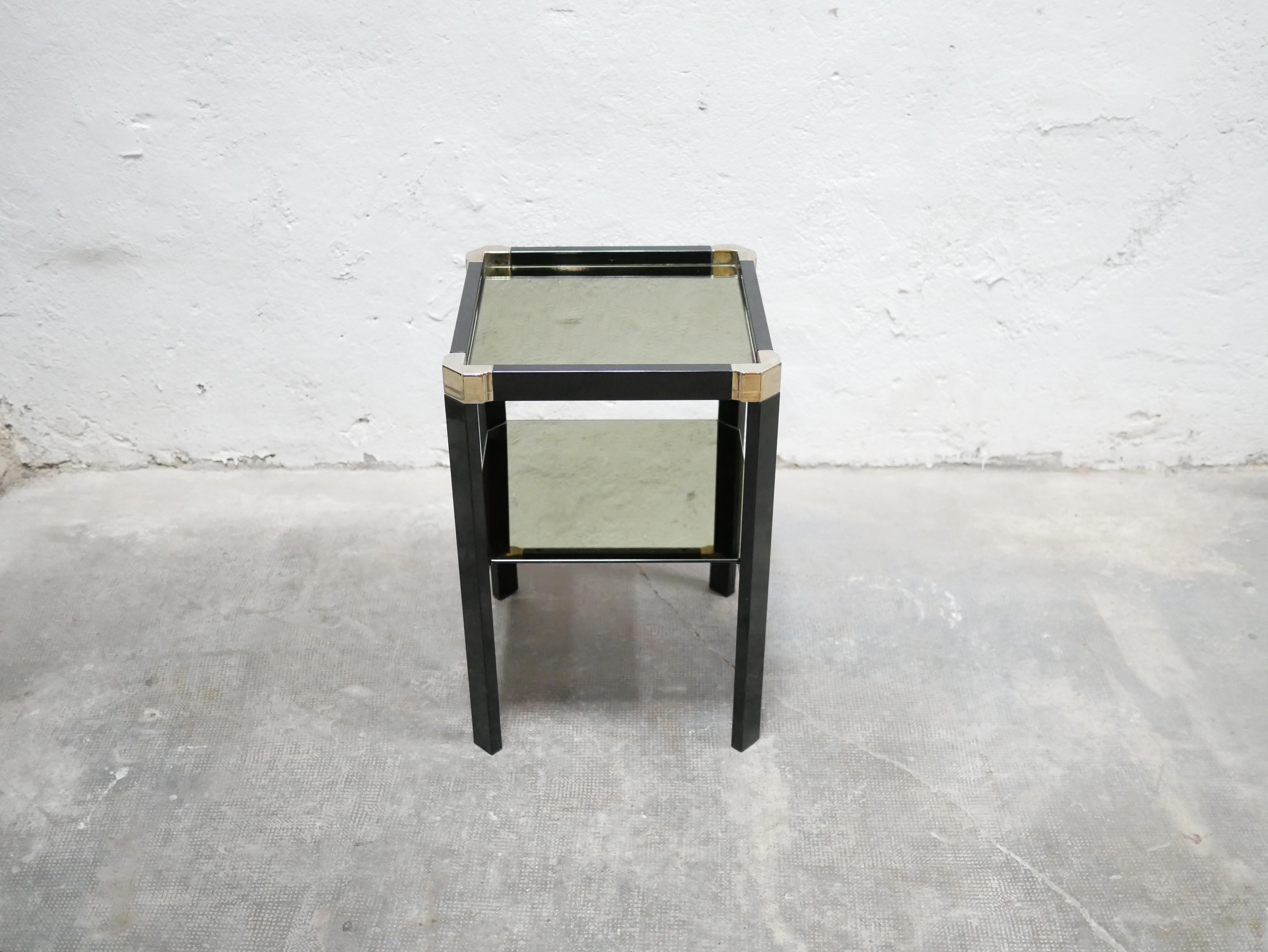 Italian Vintage Side Table in Metal, Brass and Glass by Romeo Rega For Sale