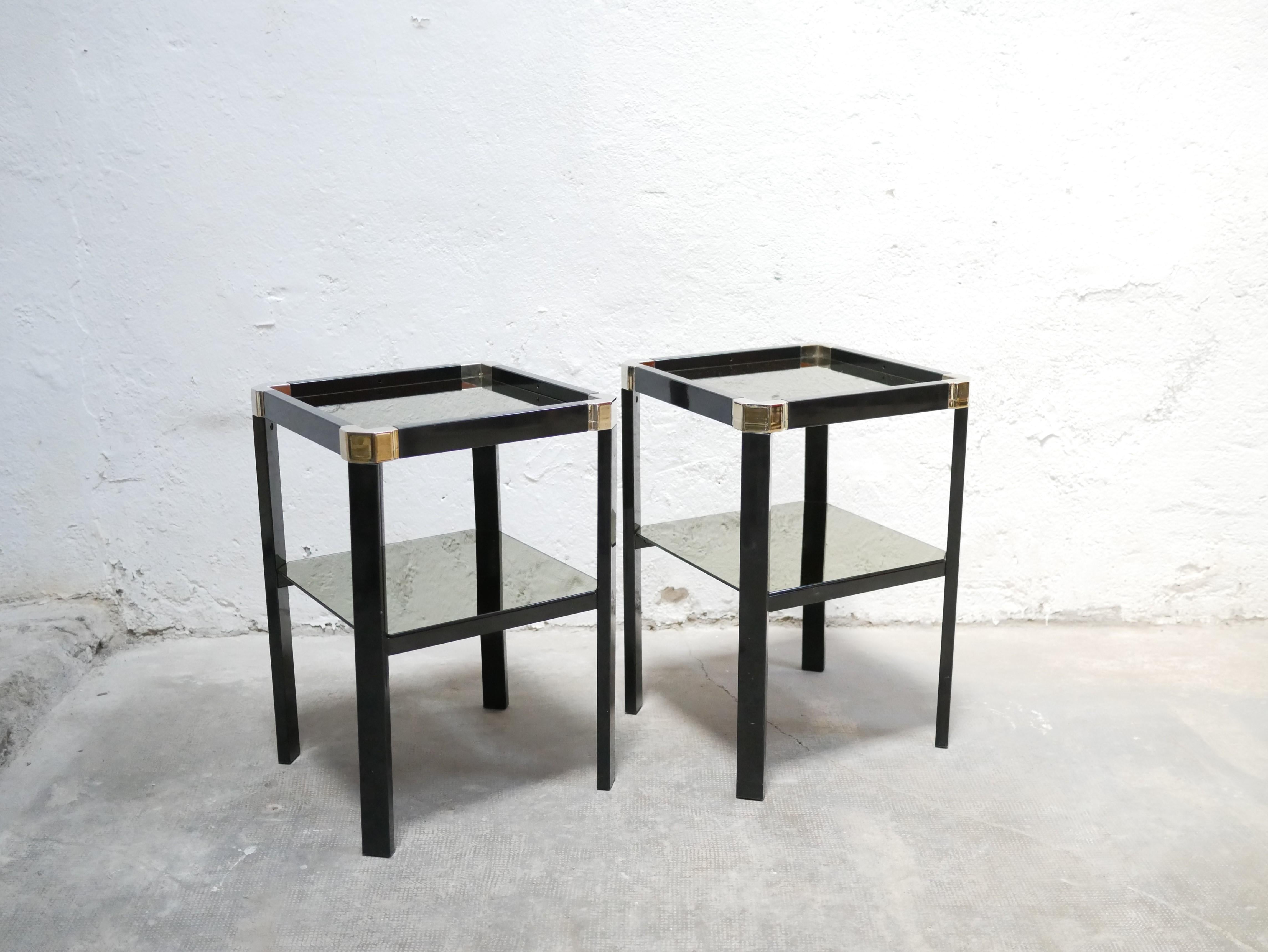 20th Century Vintage Side Table in Metal, Brass and Glass by Romeo Rega For Sale