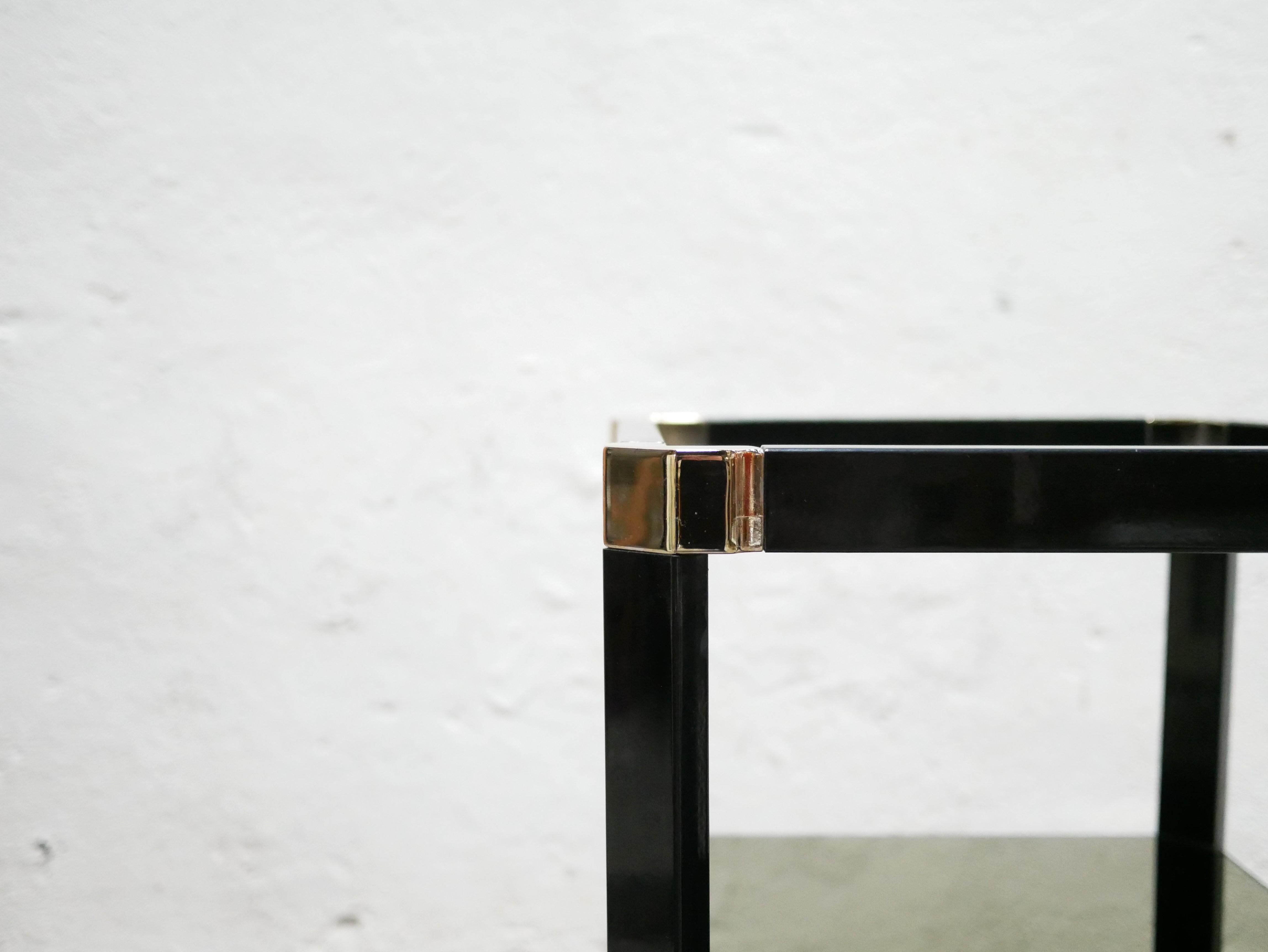 Vintage Side Table in Metal, Brass and Glass by Romeo Rega For Sale 3