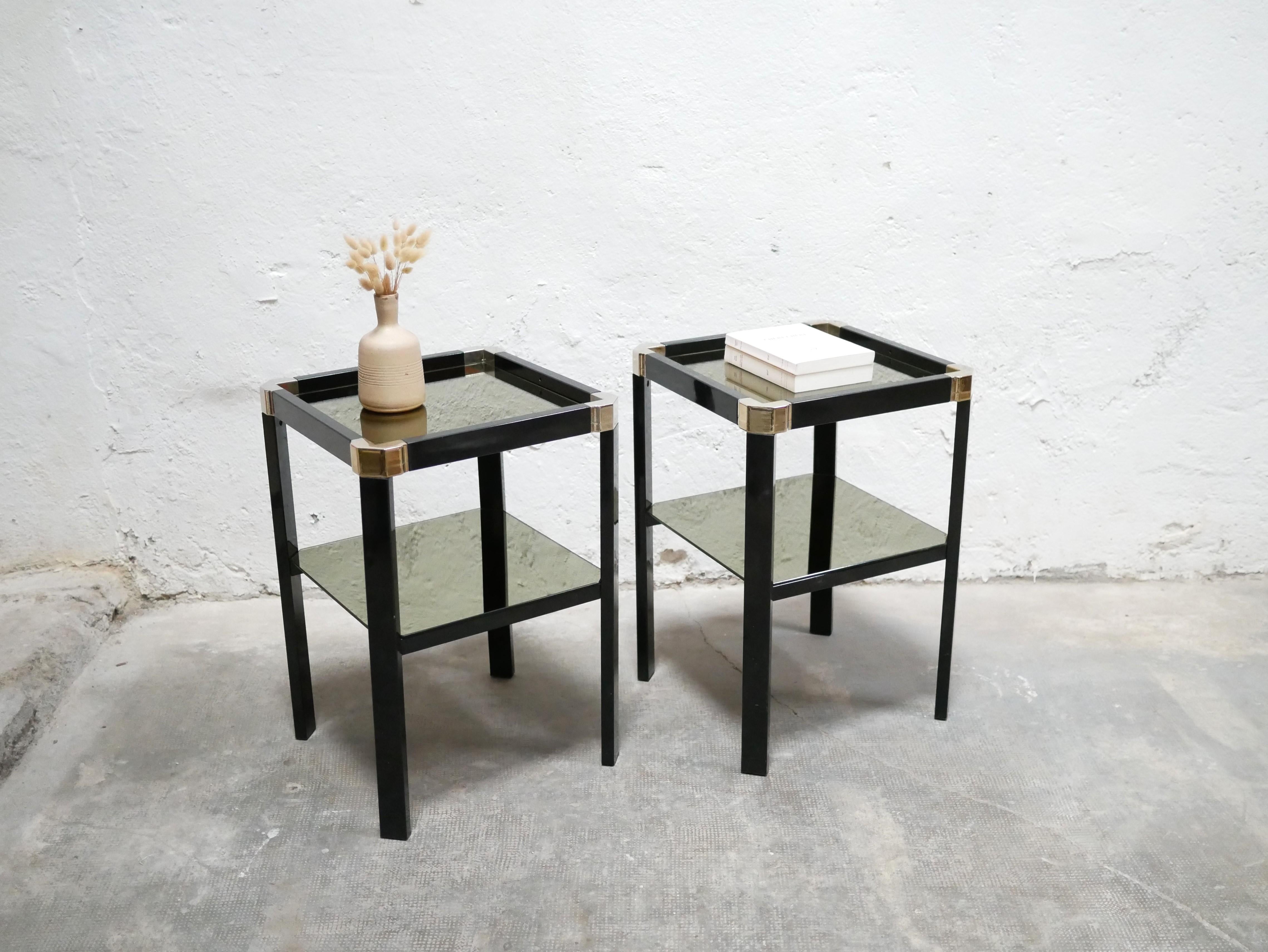 Vintage Side Table in Metal, Brass and Glass by Romeo Rega For Sale 4