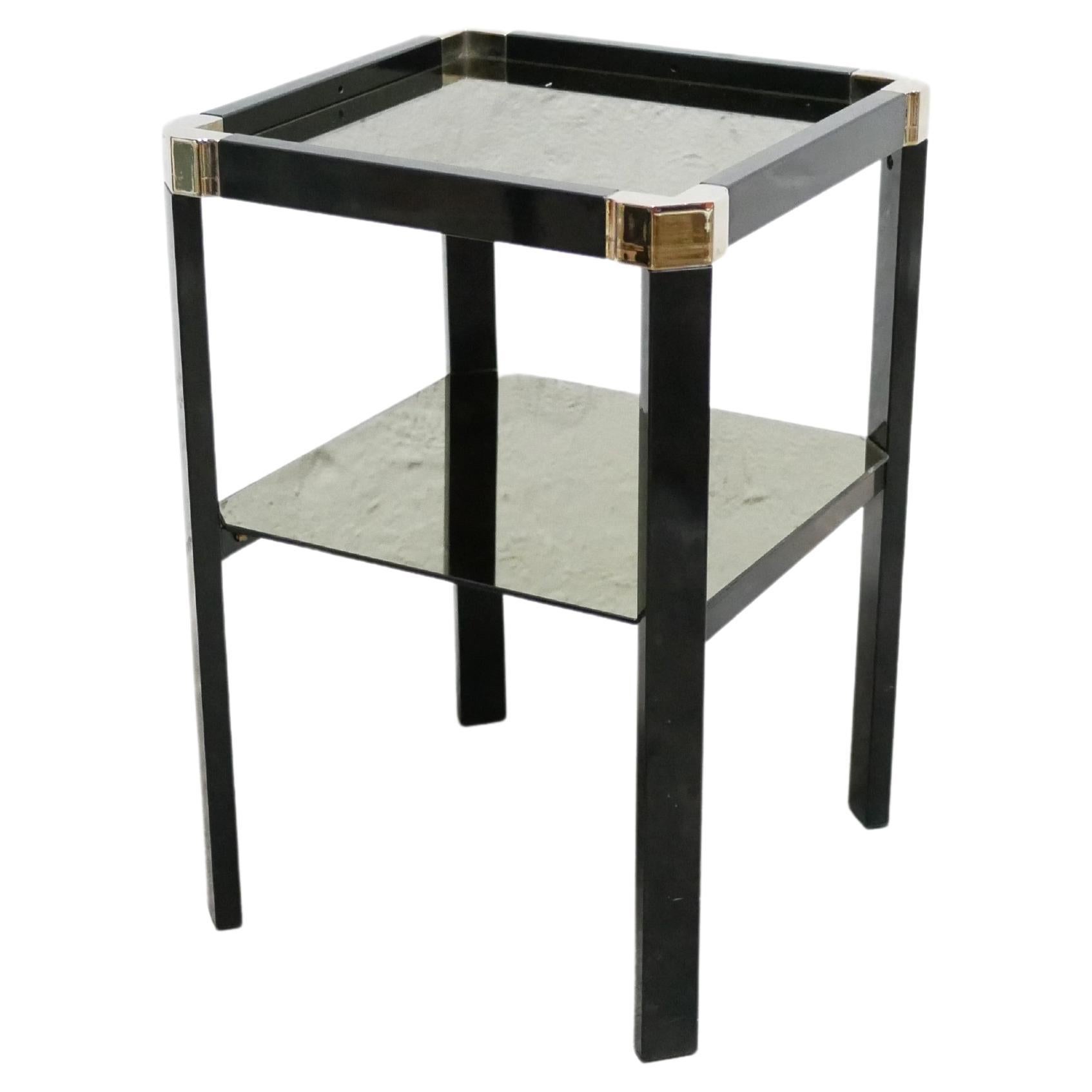 Vintage Side Table in Metal, Brass and Glass by Romeo Rega For Sale