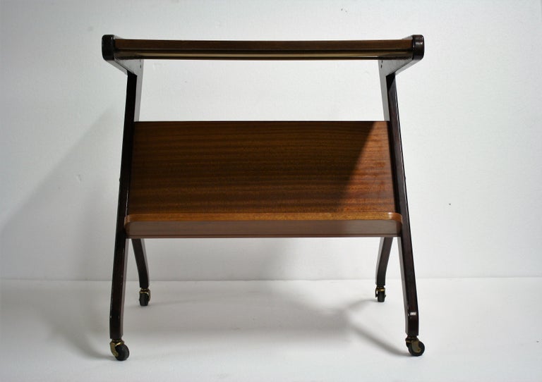 Vintage Side Table on Wheels in the Style of Jean Prouvé ...