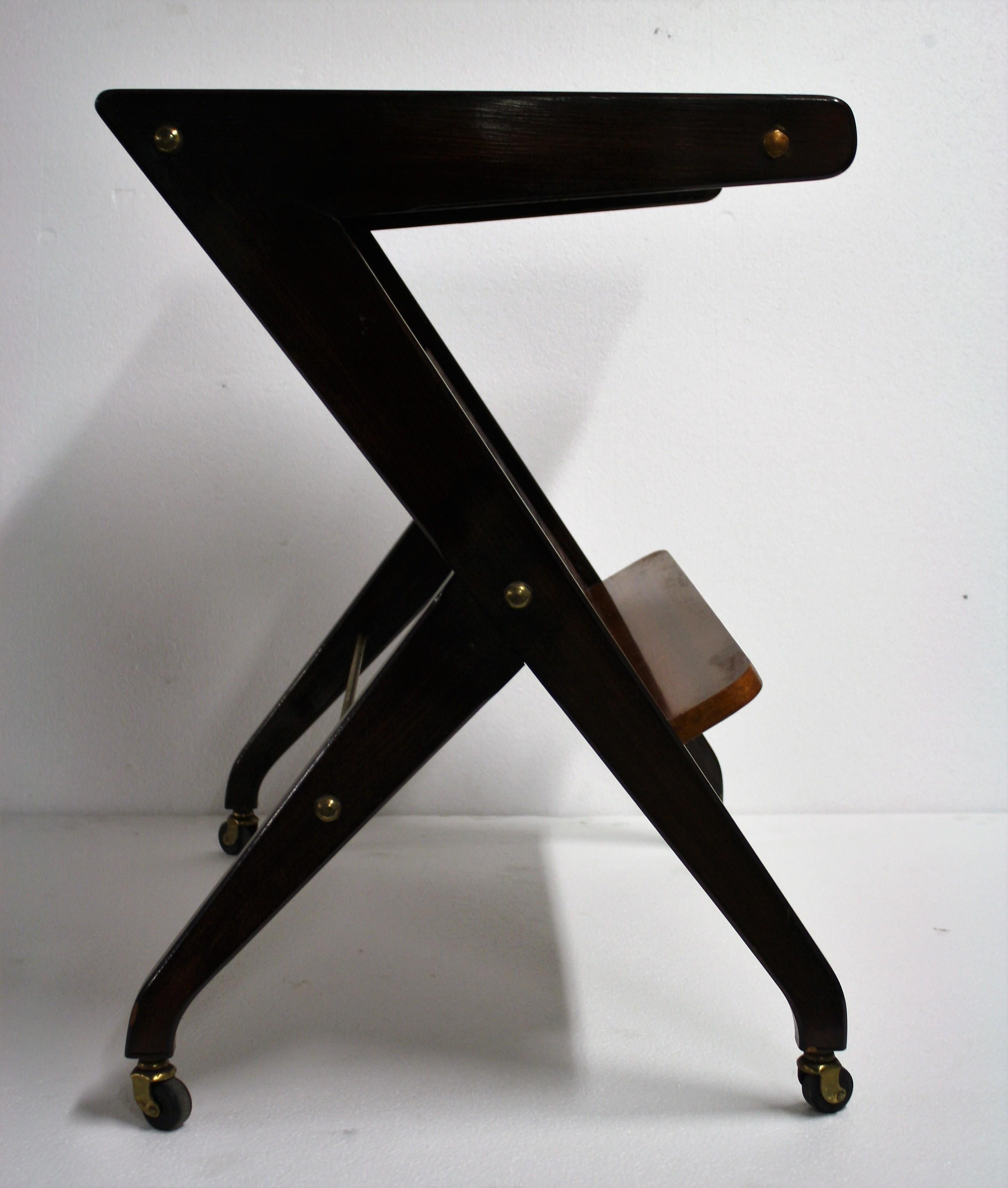 Mid-20th Century Vintage Side Table on Wheels in the Style of Jean Prouvé, 1950s