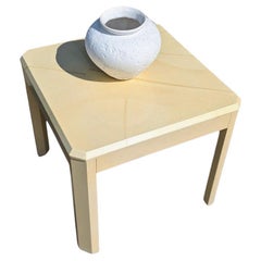Vintage Side Table, Postmodern, Laminate, Cream, Off White, Accent Table