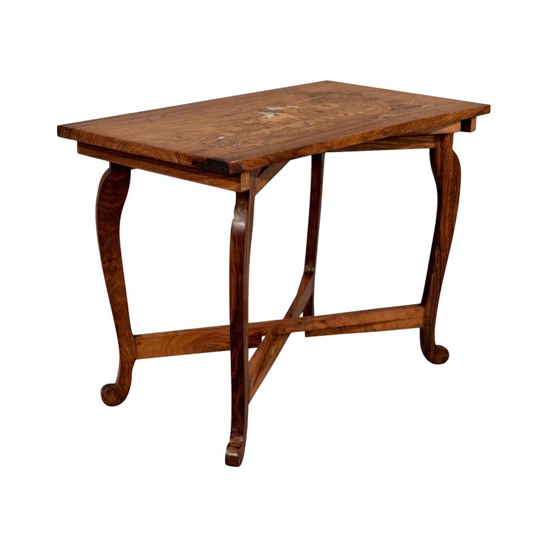 Vintage Side Table Rosewood Folding Marquetry Low, Mid20th Century For