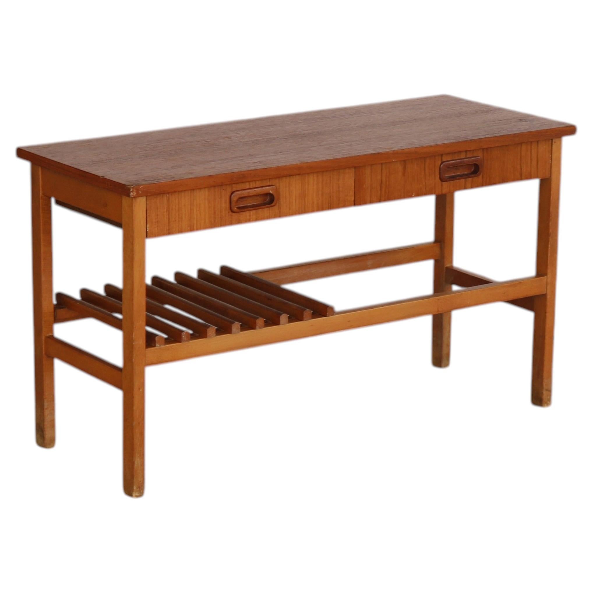 Vintage Swedish Side Table, Teak Small Chest of Drawers, 1960s Design