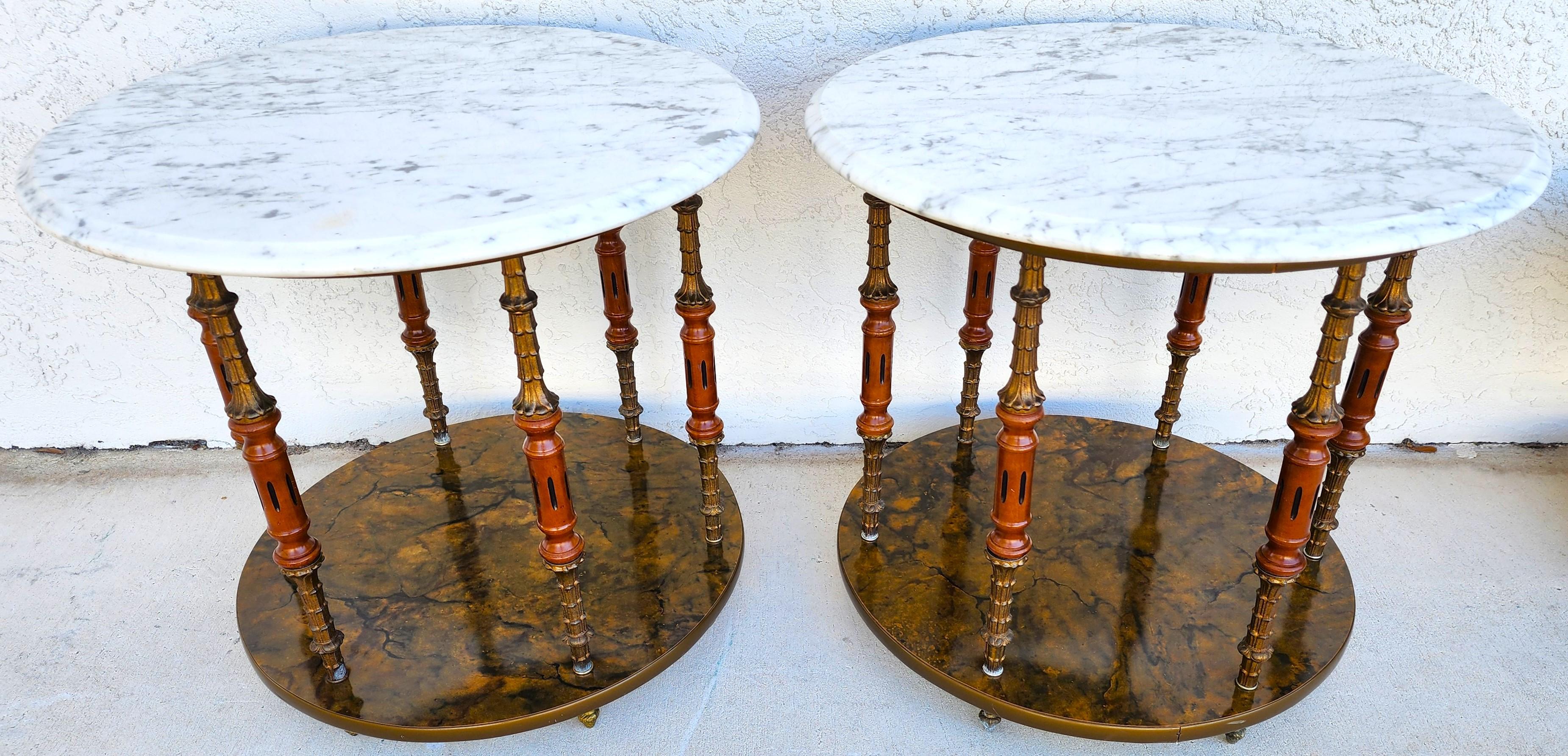 Vintage Side Tables Italian Marble For Sale 5