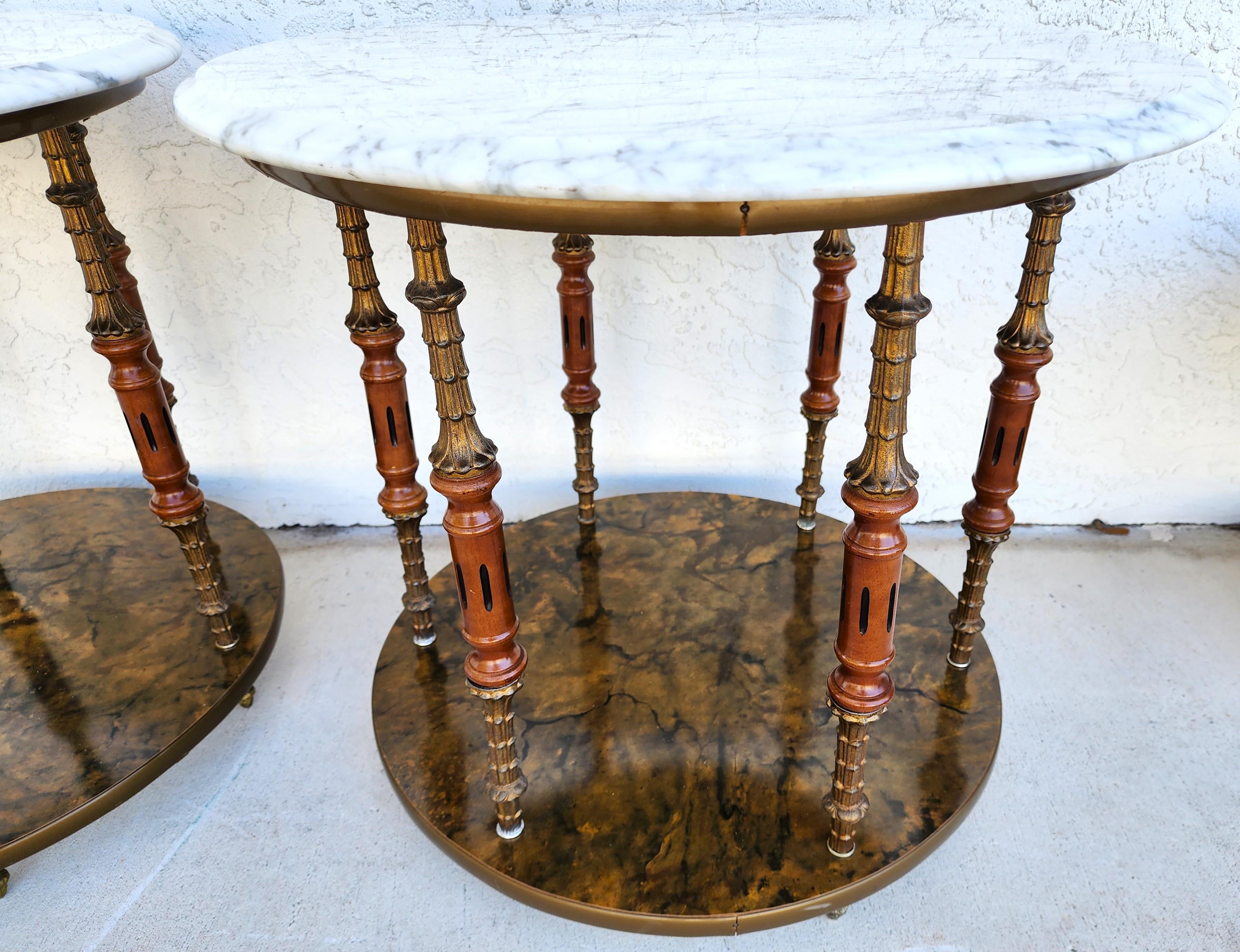 Vintage Side Tables Italian Marble In Good Condition For Sale In Lake Worth, FL