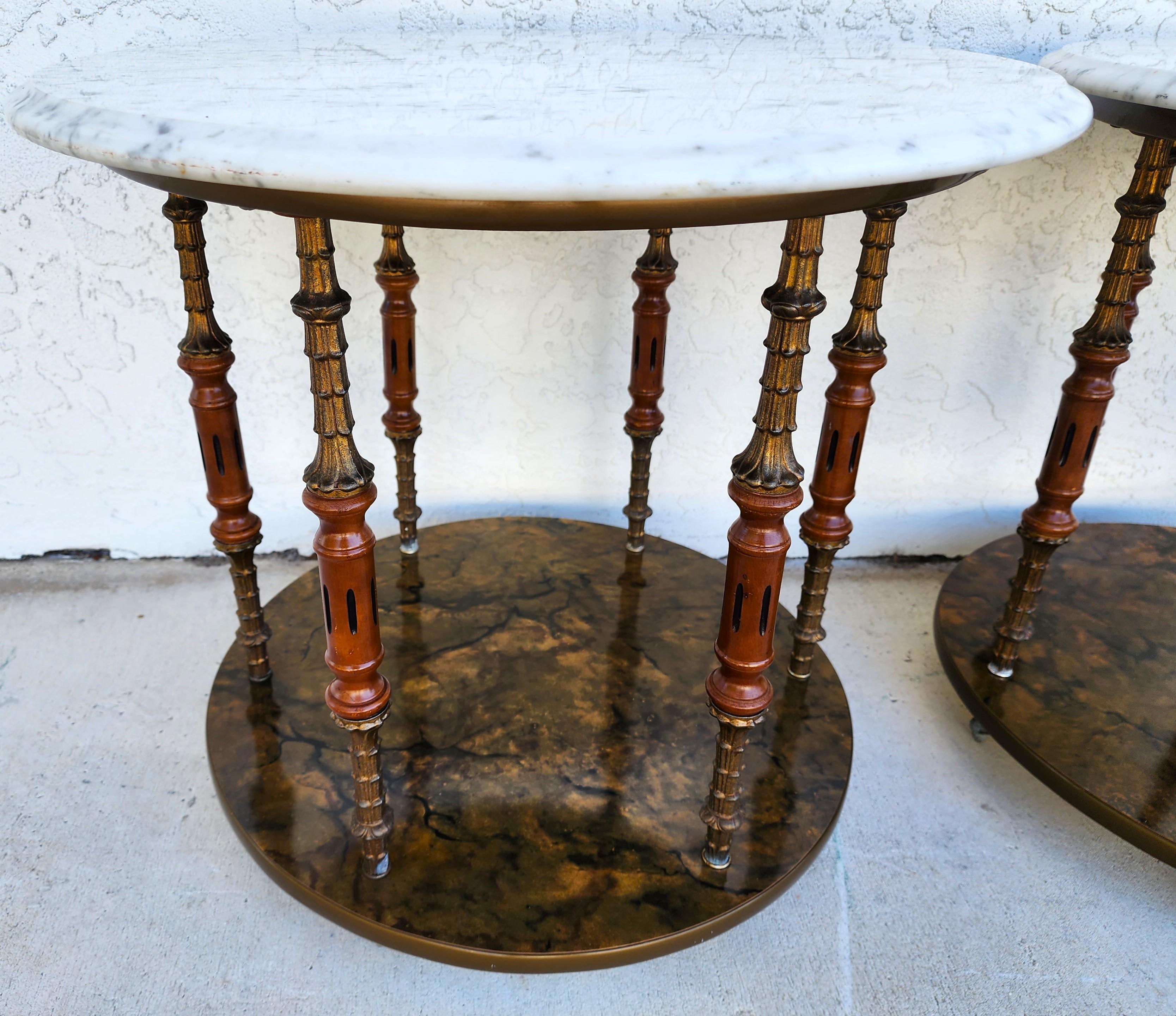Mid-20th Century Vintage Side Tables Italian Marble For Sale