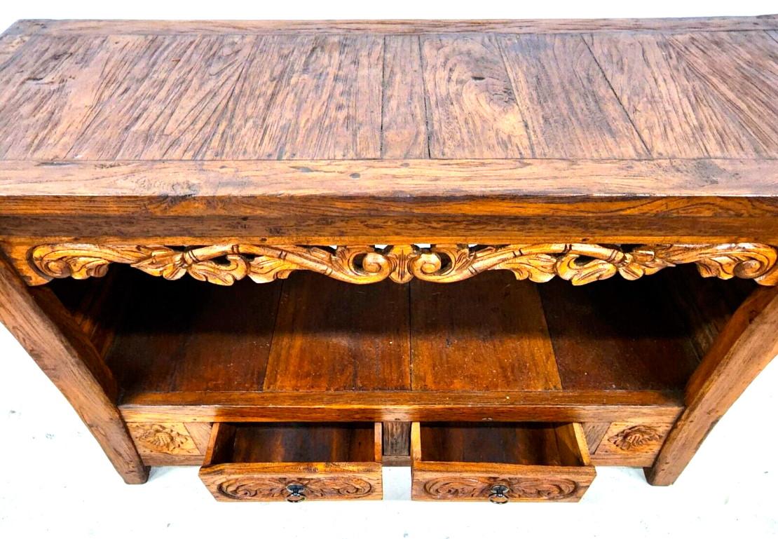 Carved Vintage Sideboard Buffet TV Console Sofa Table For Sale