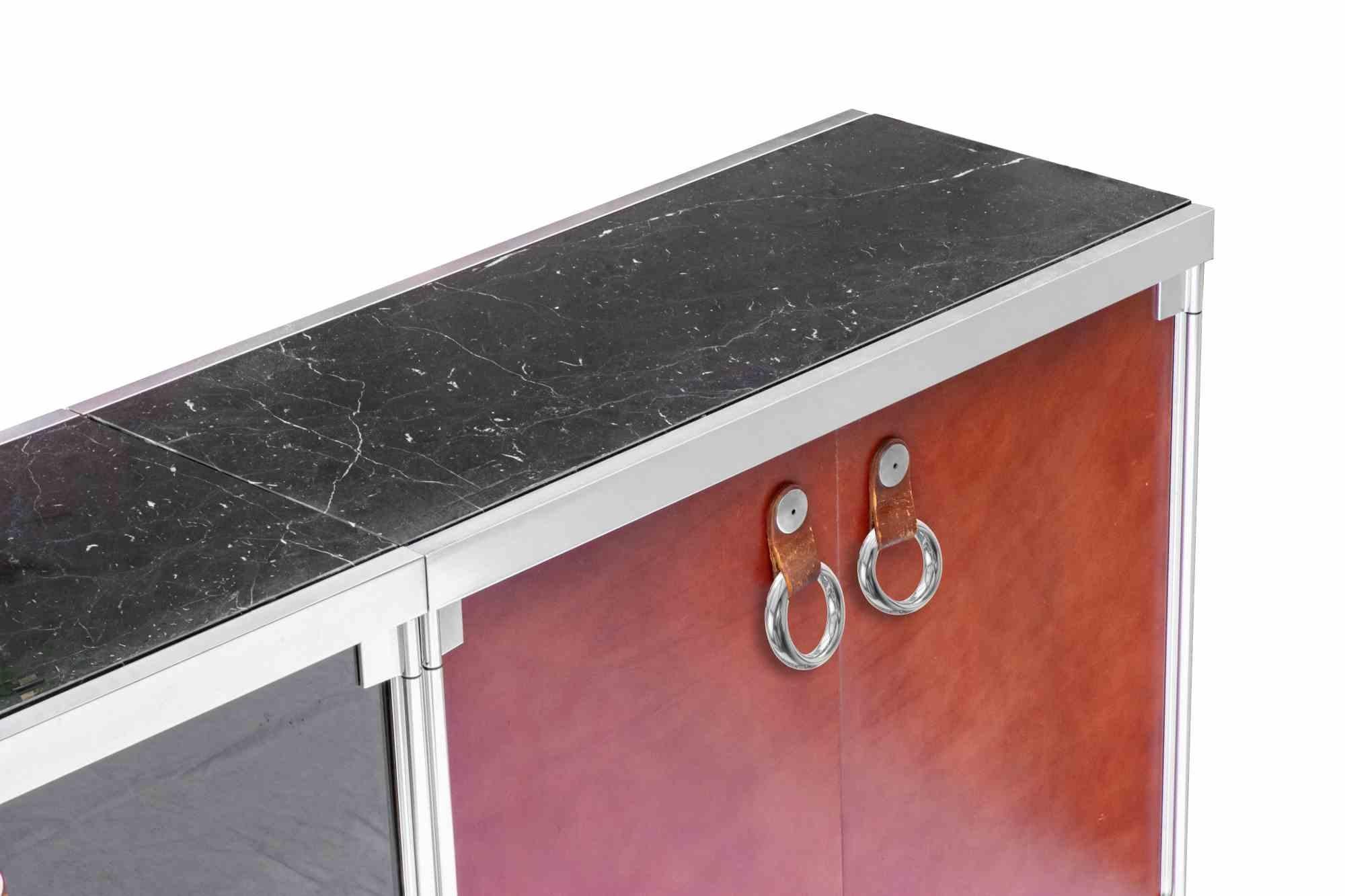 Metallo Credenza vintage di Guido Faleschini per Hermès, anni '70 in vendita