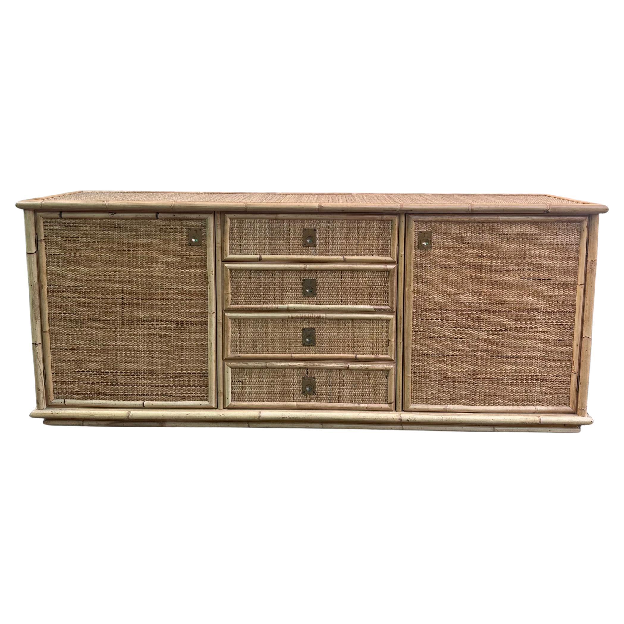 Vintage sideboard in bamboo and brass by Dal Vera