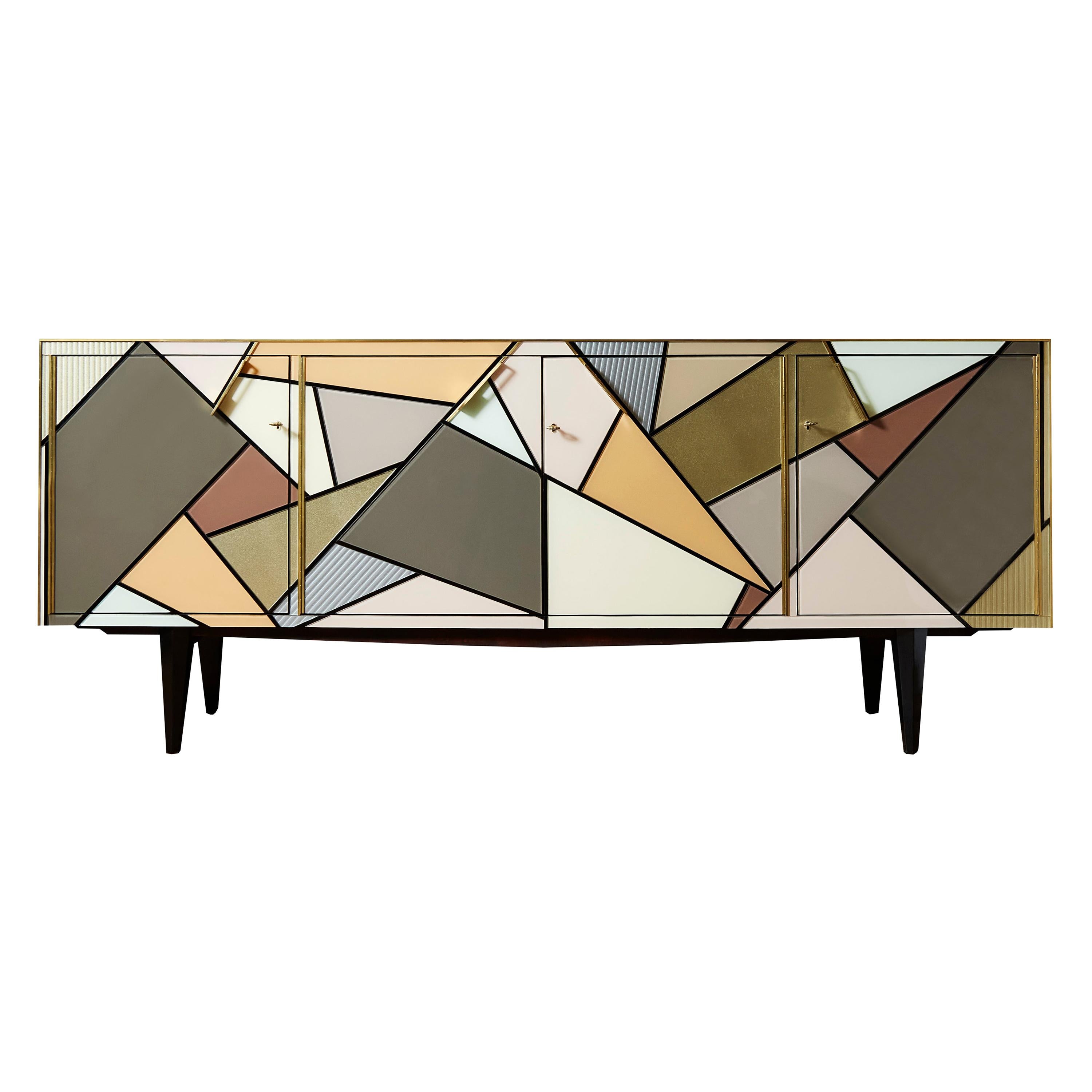 Vintage Sideboard in Mirror For Sale at 1stdibs