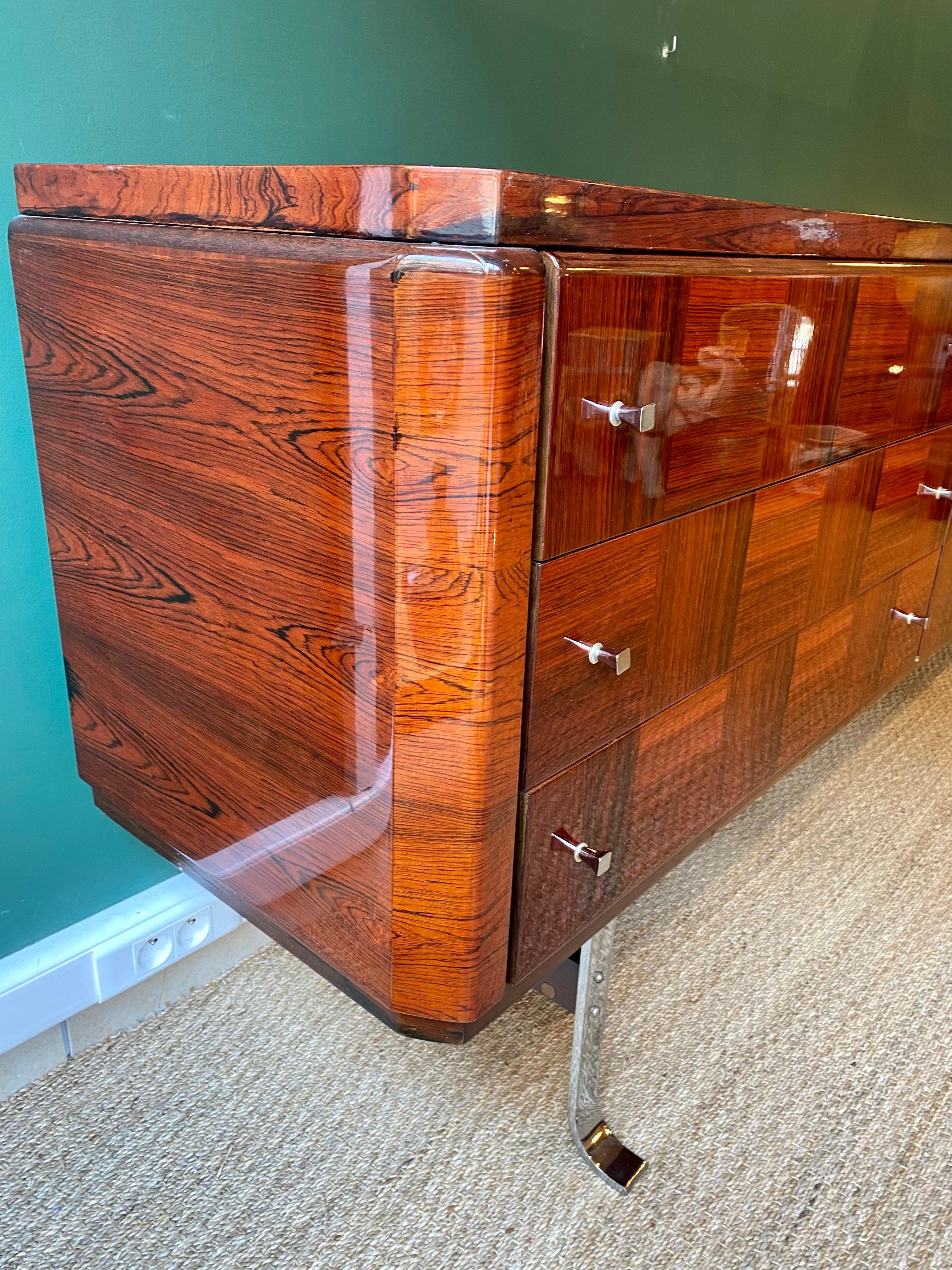 Vintage Sideboard in Rosewood Marquetry For Sale 2
