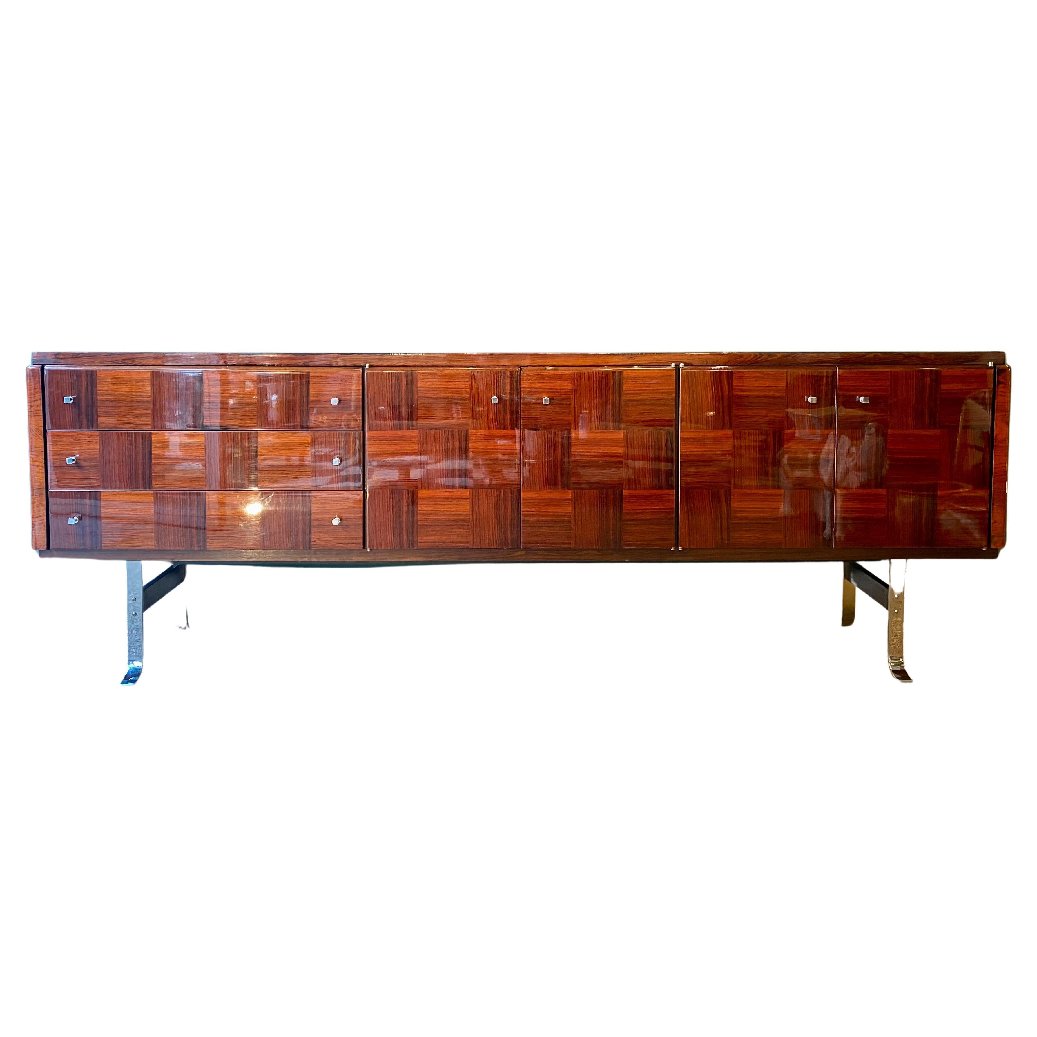 Vintage Sideboard in Rosewood Marquetry For Sale