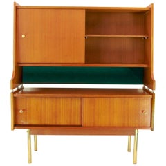Vintage Sideboard in Solid Teak and Brass Feet, Scandinavia, 1950s