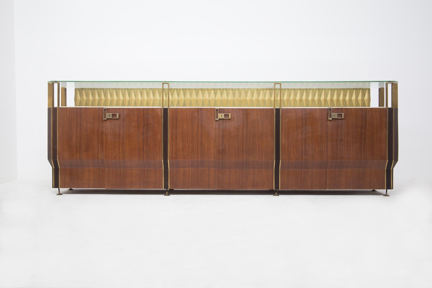 Vintage Sideboard in Wood and Brass by Dassi Mobili Moderni 4