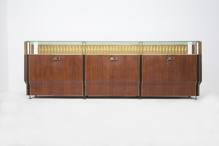 Vintage Sideboard in Wood and Brass by Dassi Mobili Moderni For Sale 4