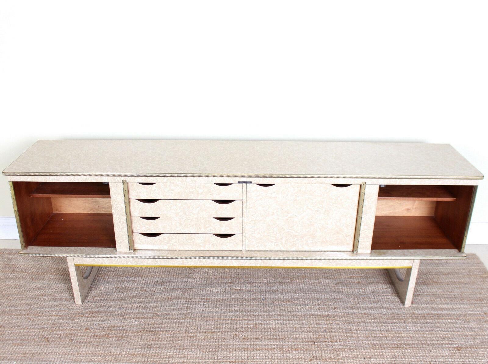 English Vintage Sideboard Long John Low Cocktail Credenza Bleached Walnut For Sale