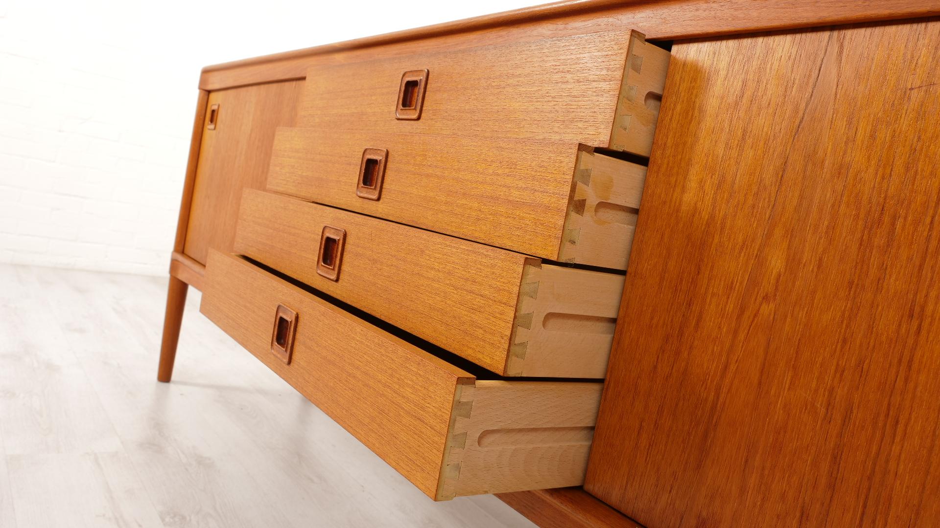 Vintage sideboard  Teak  Bramin  H.W. Klein  225 cm For Sale 3