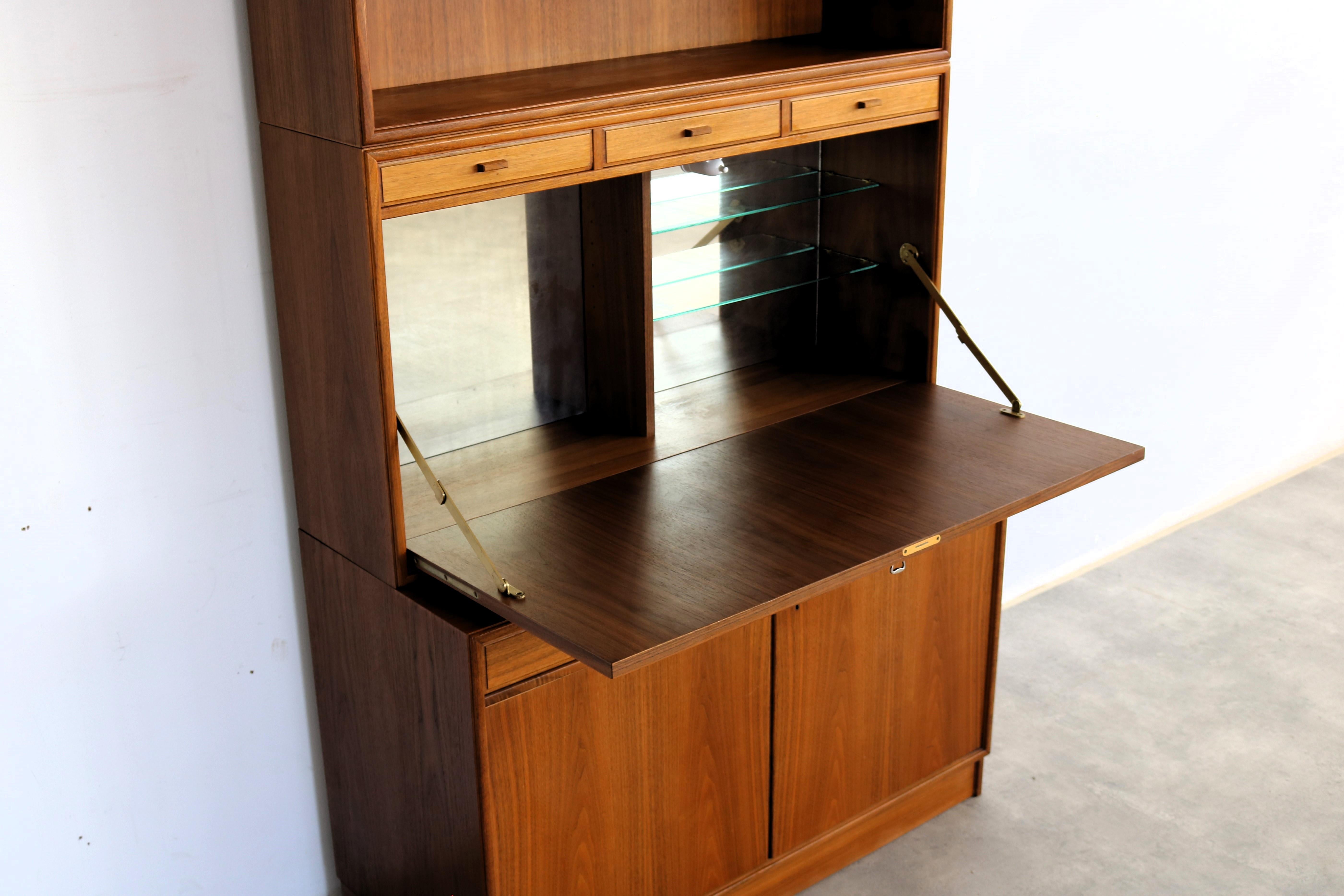Vetro credenza vintage  armadio a muro  unità a parete  60's in vendita