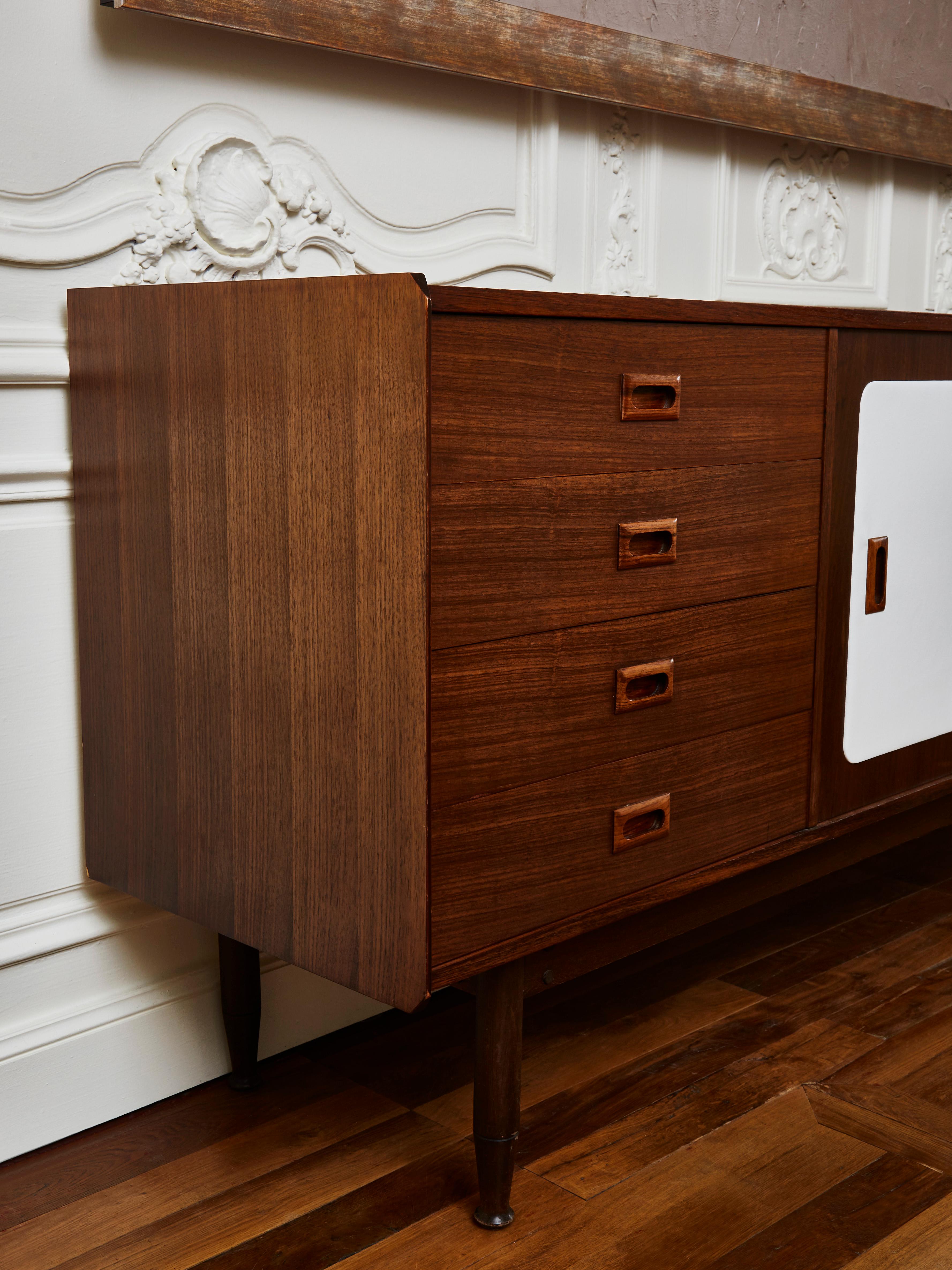 French Vintage Sideboard with Leather For Sale