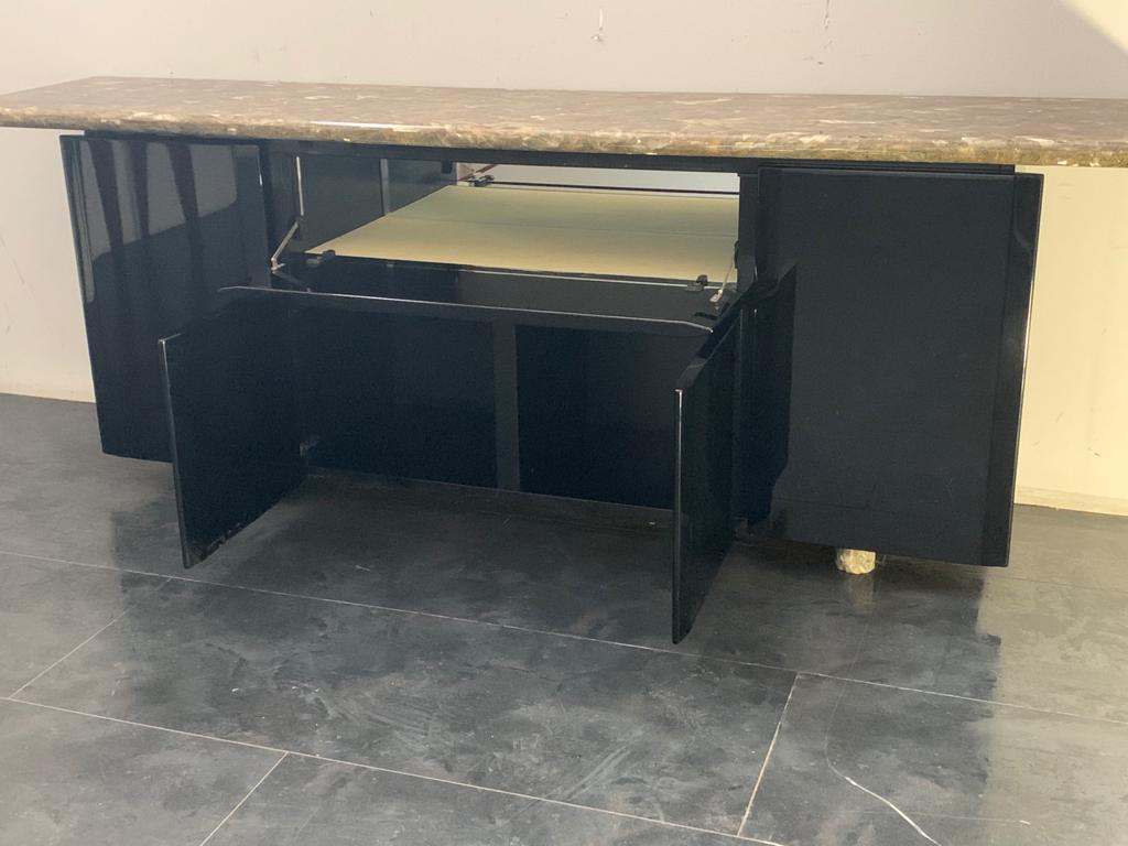 Vintage Sideboard with Quartz Top and Black Base by Giotto Stoppino for Acerbis For Sale 2