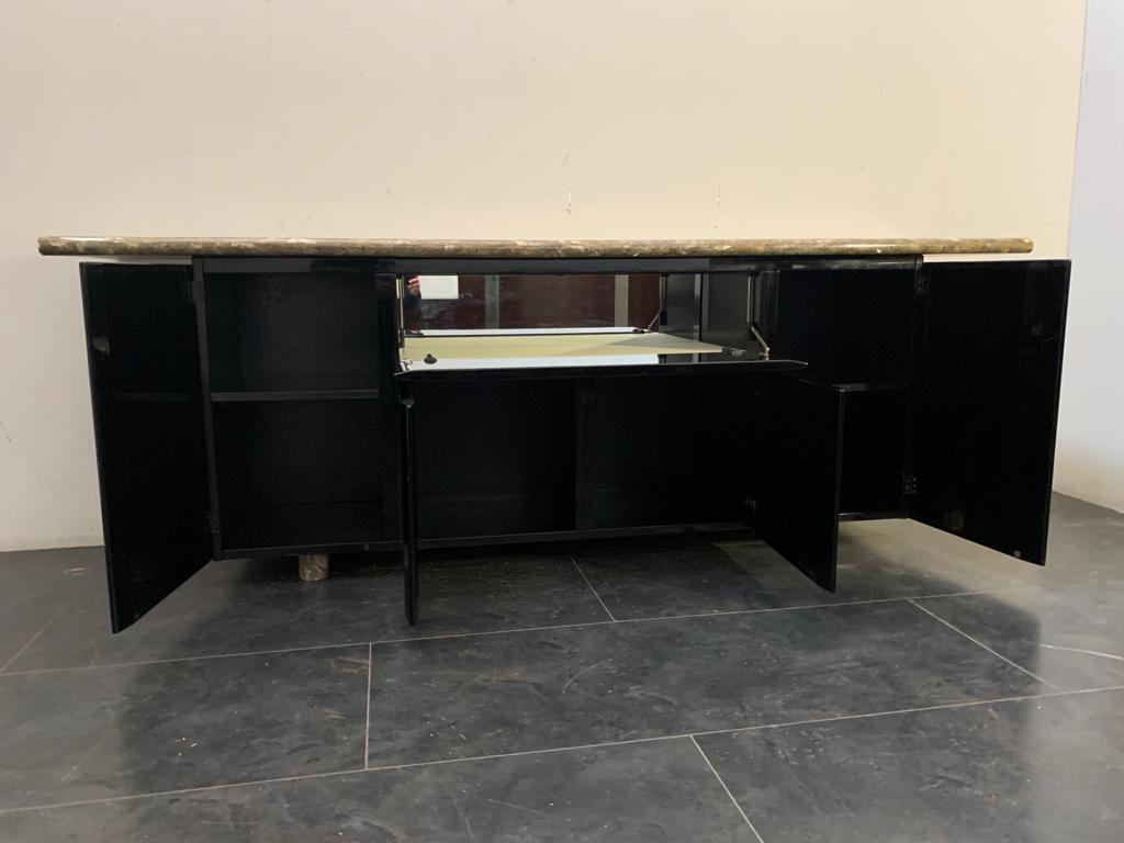 Vintage Sideboard with Quartz Top and Black Base by Giotto Stoppino for Acerbis For Sale 4