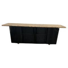 Vintage Sideboard with Quartz Top and Black Base by Giotto Stoppino for Acerbis