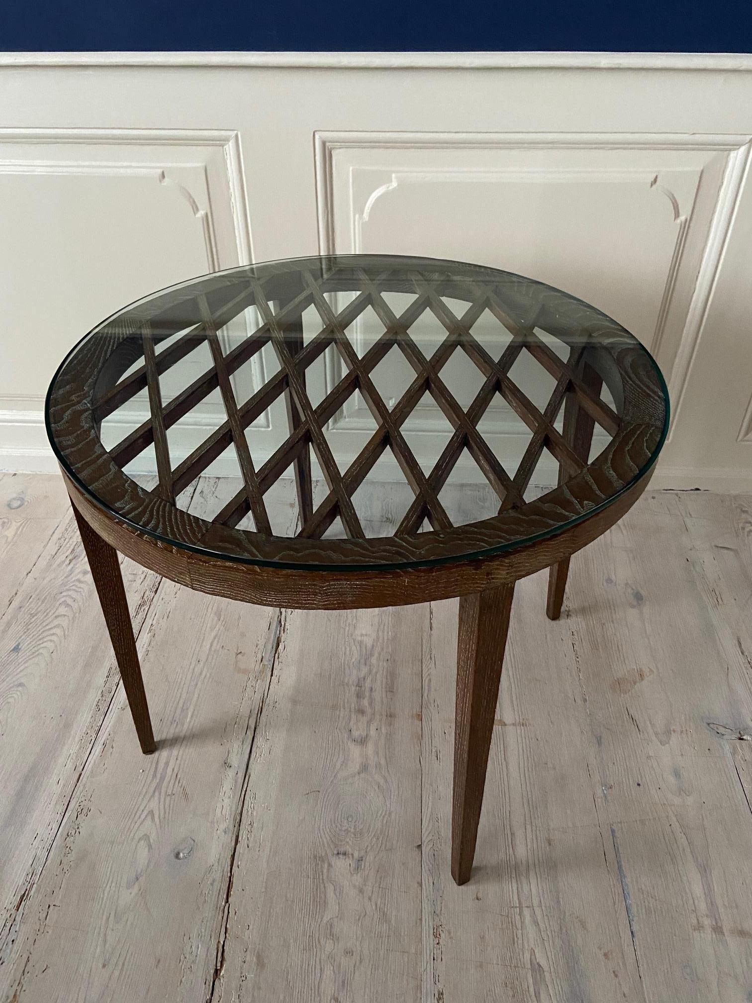 Italian Vintage, Sidetable in Wood with Glass Top, Italy 1950's