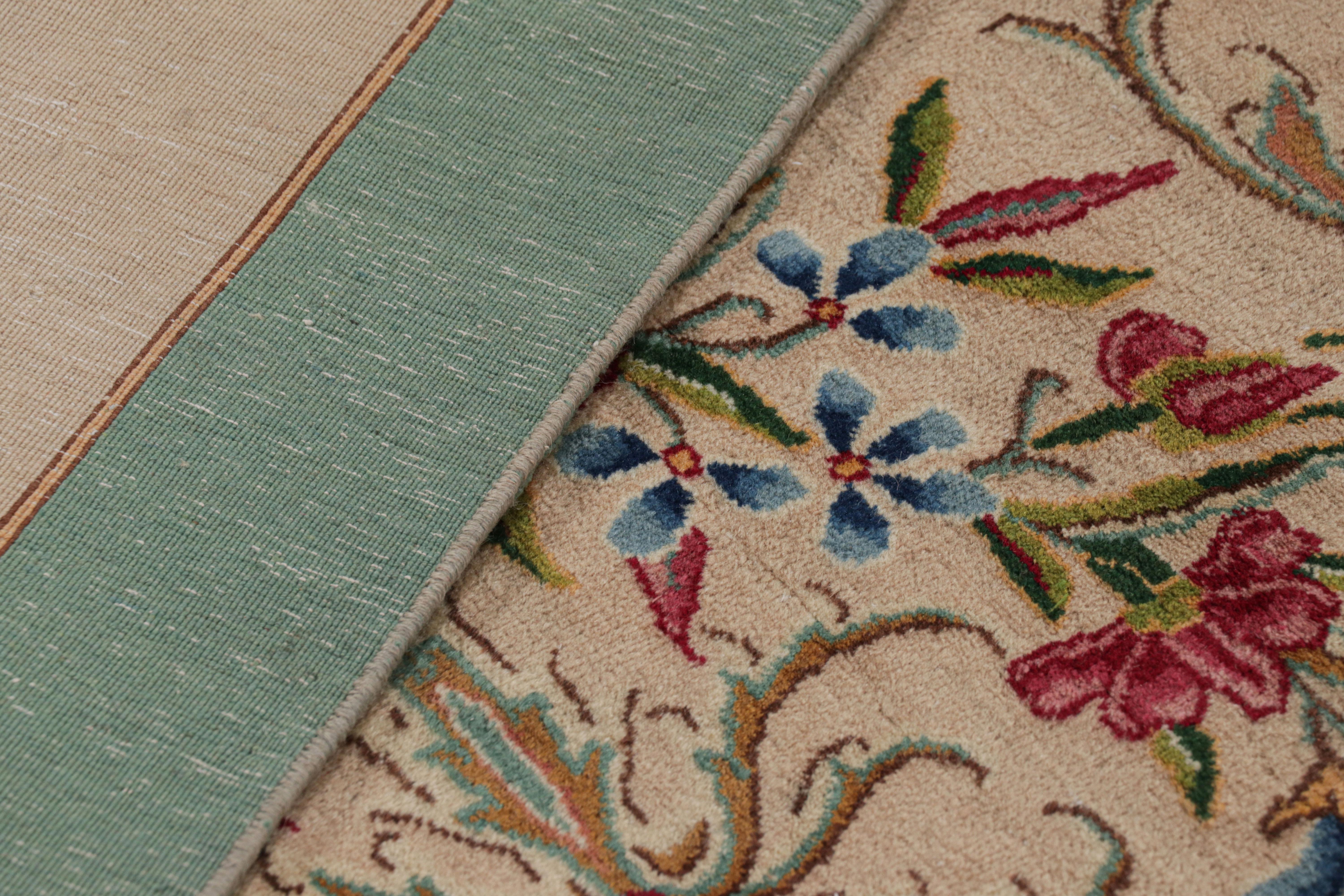Wool Vintage Signature Twin Persian Runners in Beige with Red & Green Floral Pattern For Sale