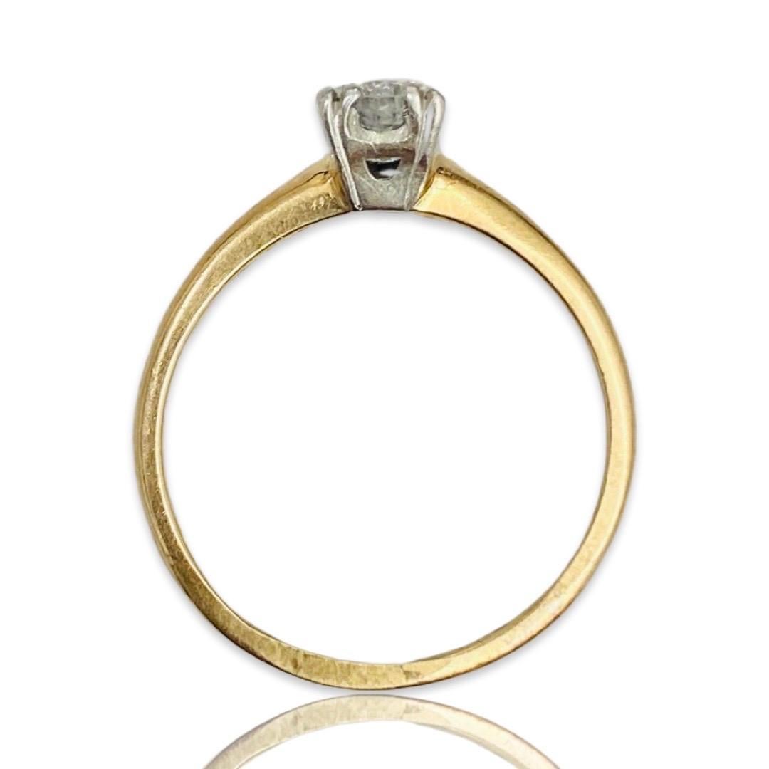 Vintage Signed 0.45 Carat Round Diamond Engagement Ring 14k Gold For Sale 1