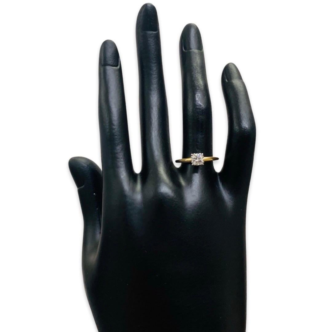 Vintage Signed 0.45 Carat Round Diamond Engagement Ring 14k Gold For Sale 2