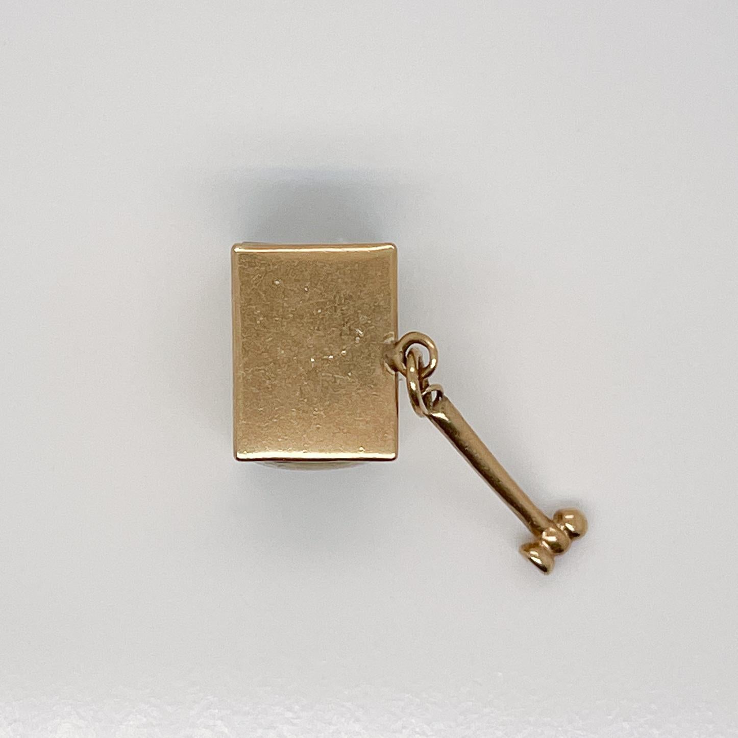 Vintage Signed 14K Gold $1 Emergency Box & Hammer Charm for a Bracelet 2