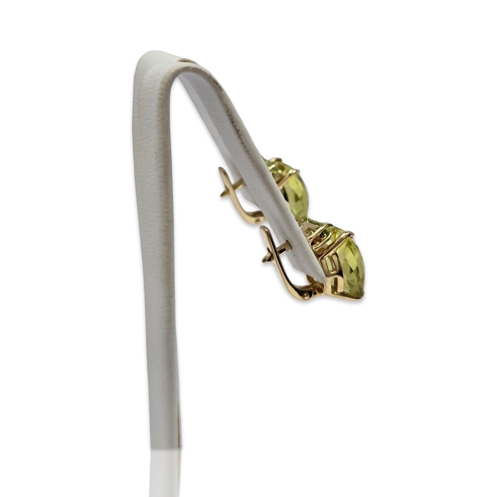 Orecchini d'epoca firmati in oro 14K con prasiolite verde a cuscino in vendita 4