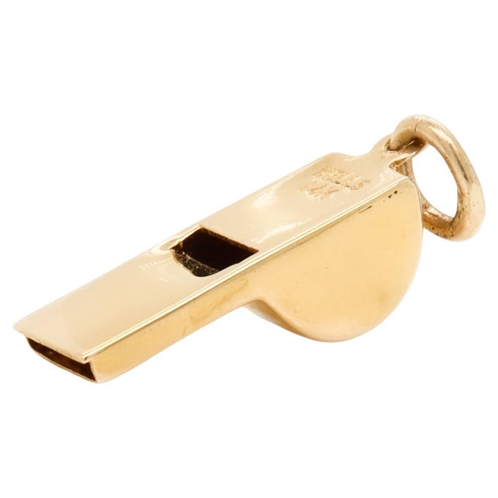 Vintage Signed 14K Gold Figural Whistle Charm for a Bracelet