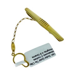 Vintage Signé 2-Inch Long Tie Clip 18k Gold
