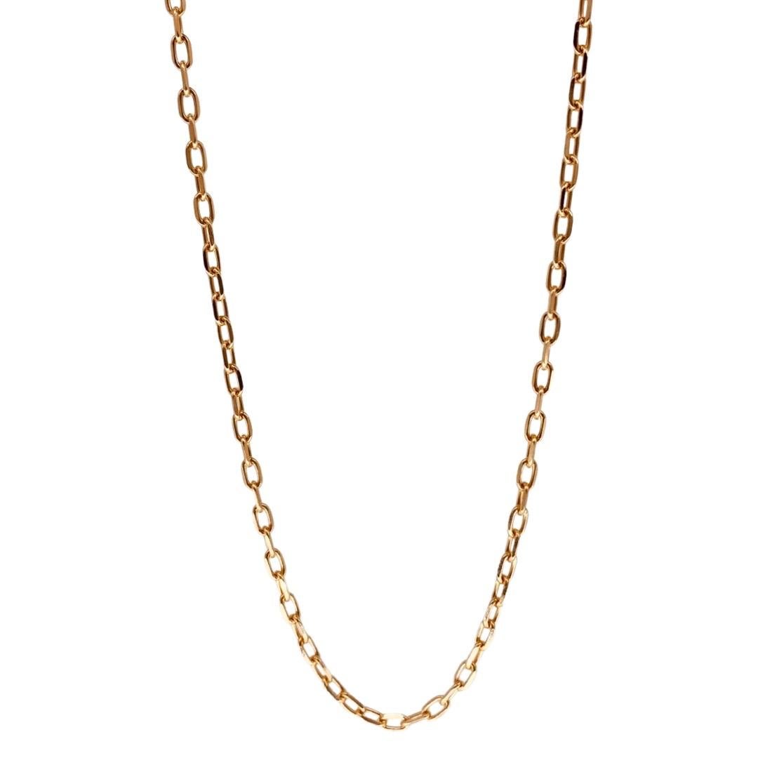 Vintage Signed 3.5mm Fancy Cable Link Chain Necklace 14k Rose Gold In Excellent Condition For Sale In Miami, FL