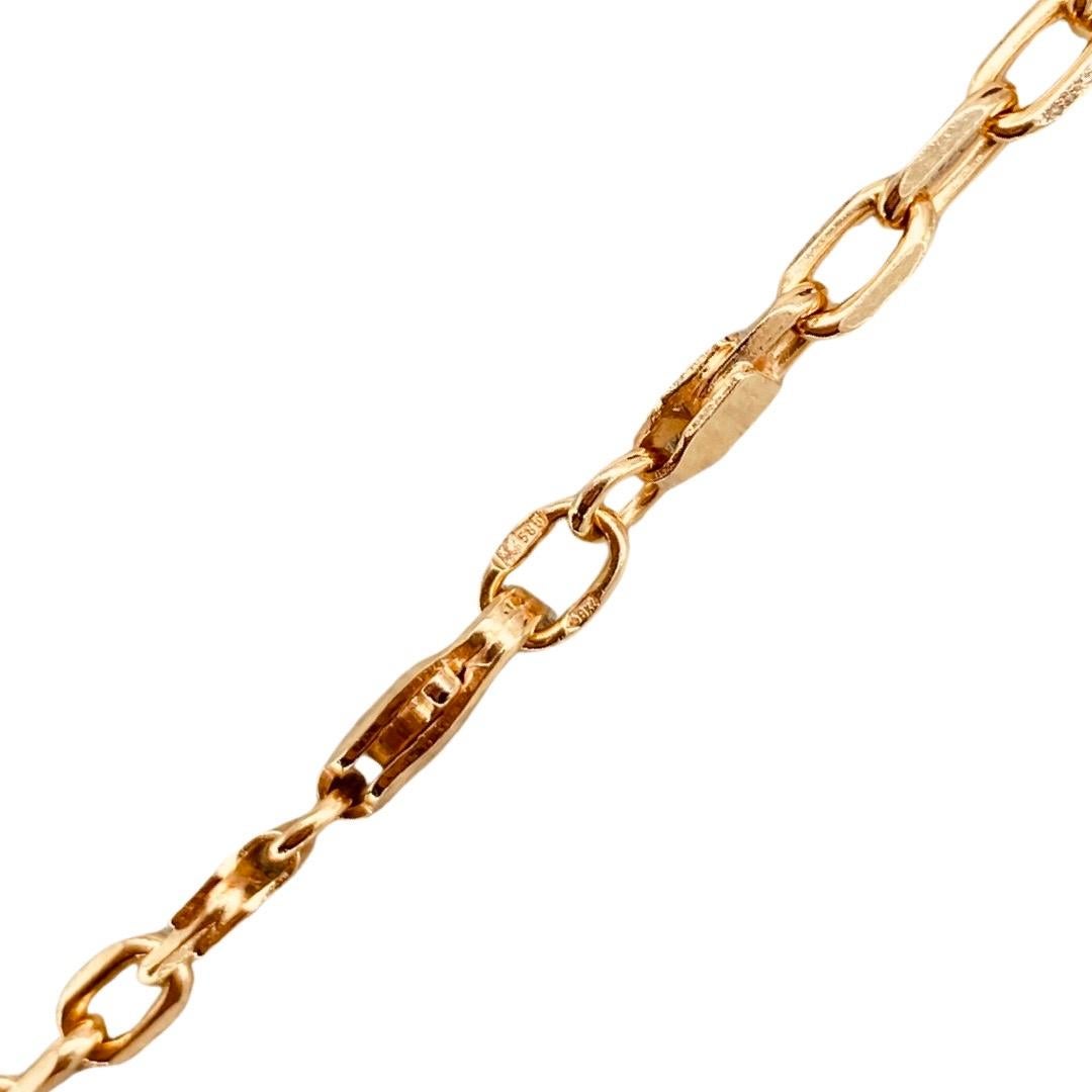 Vintage Signed 3.5mm Fancy Cable Link Chain Necklace 14k Rose Gold For Sale 1