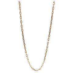 Vintage Signed 3.5mm Fancy Cable Link Chain Necklace 14k Rose Gold