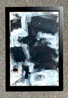 Signiertes abstraktes Acryl und Pastell auf Leinwand, Vintage