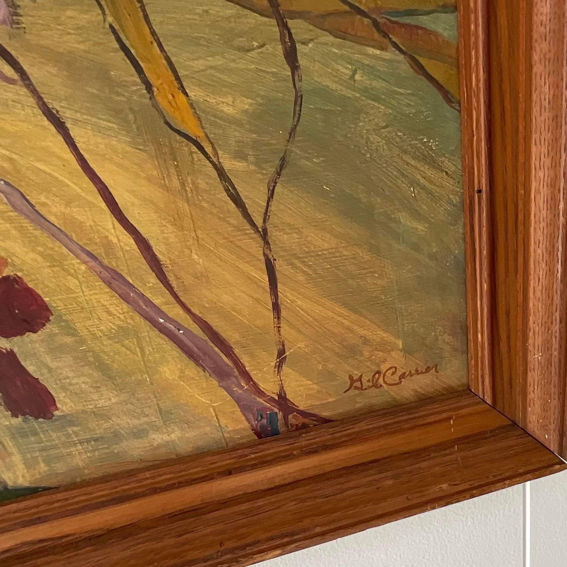 Peinture à l'huile originale abstraite sur toile, signée, d'époque en vente 2