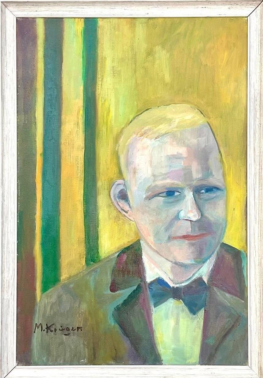 20th Century Vintage Signed Abstract Original Oil Portrait of Gentleman For Sale