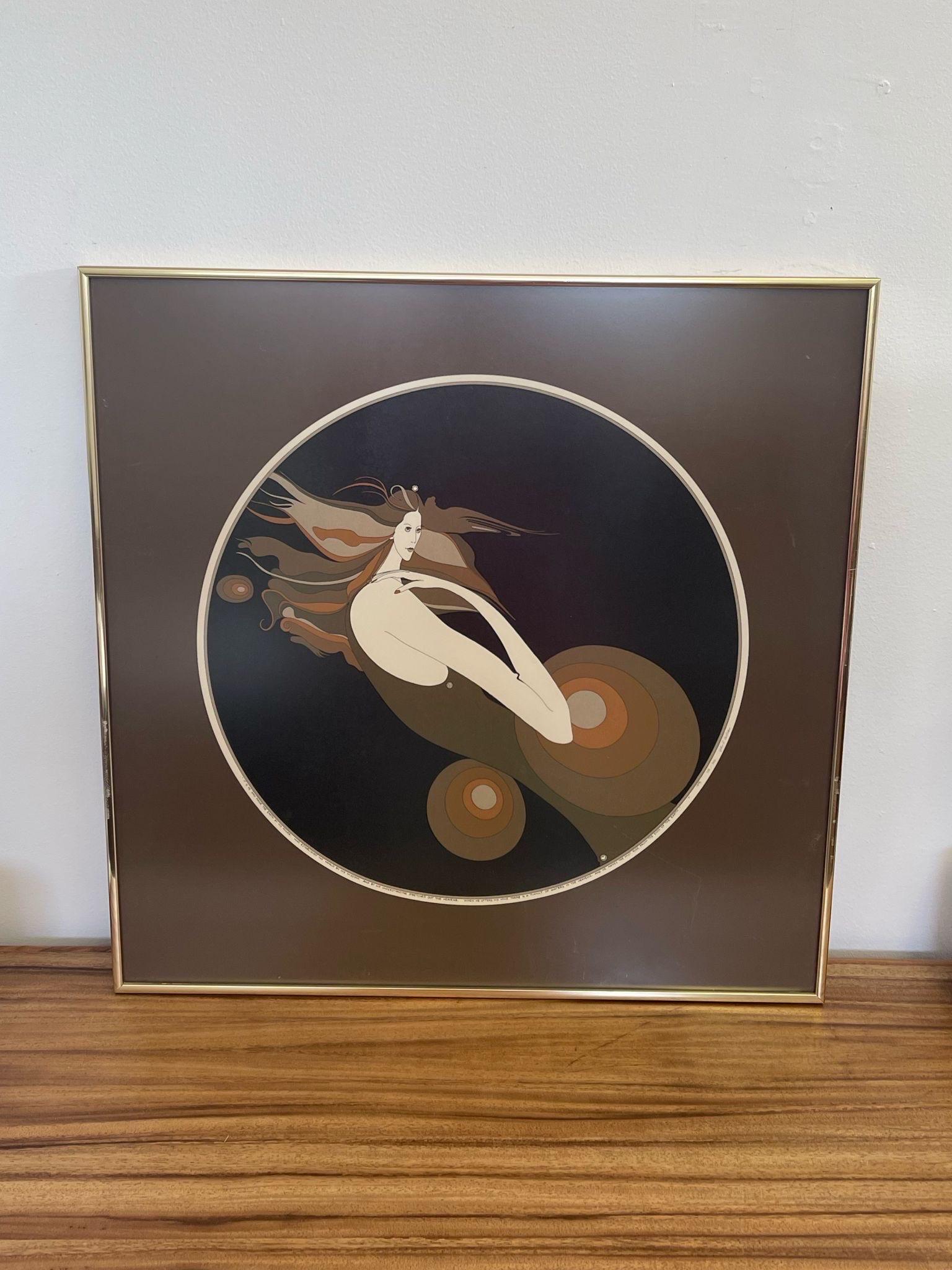 Mid-Century Modern Vintage Signed and Framed John Luke Eastman Lithograph Print of woman . 1975 For Sale